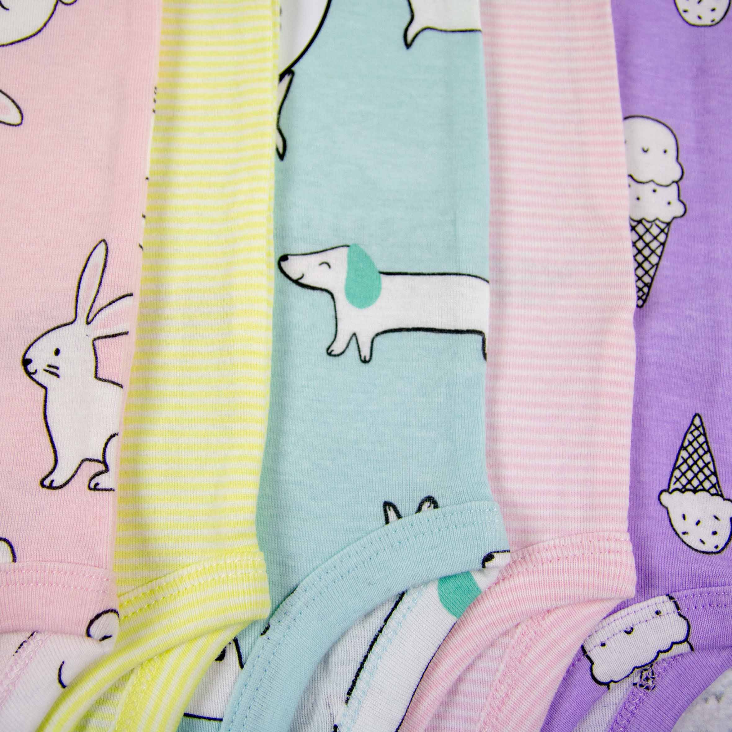 Baby Girl Monthly Photo Bodysuit Set – Bunnies, Dogs & Ice Cream - Firefly Wishes