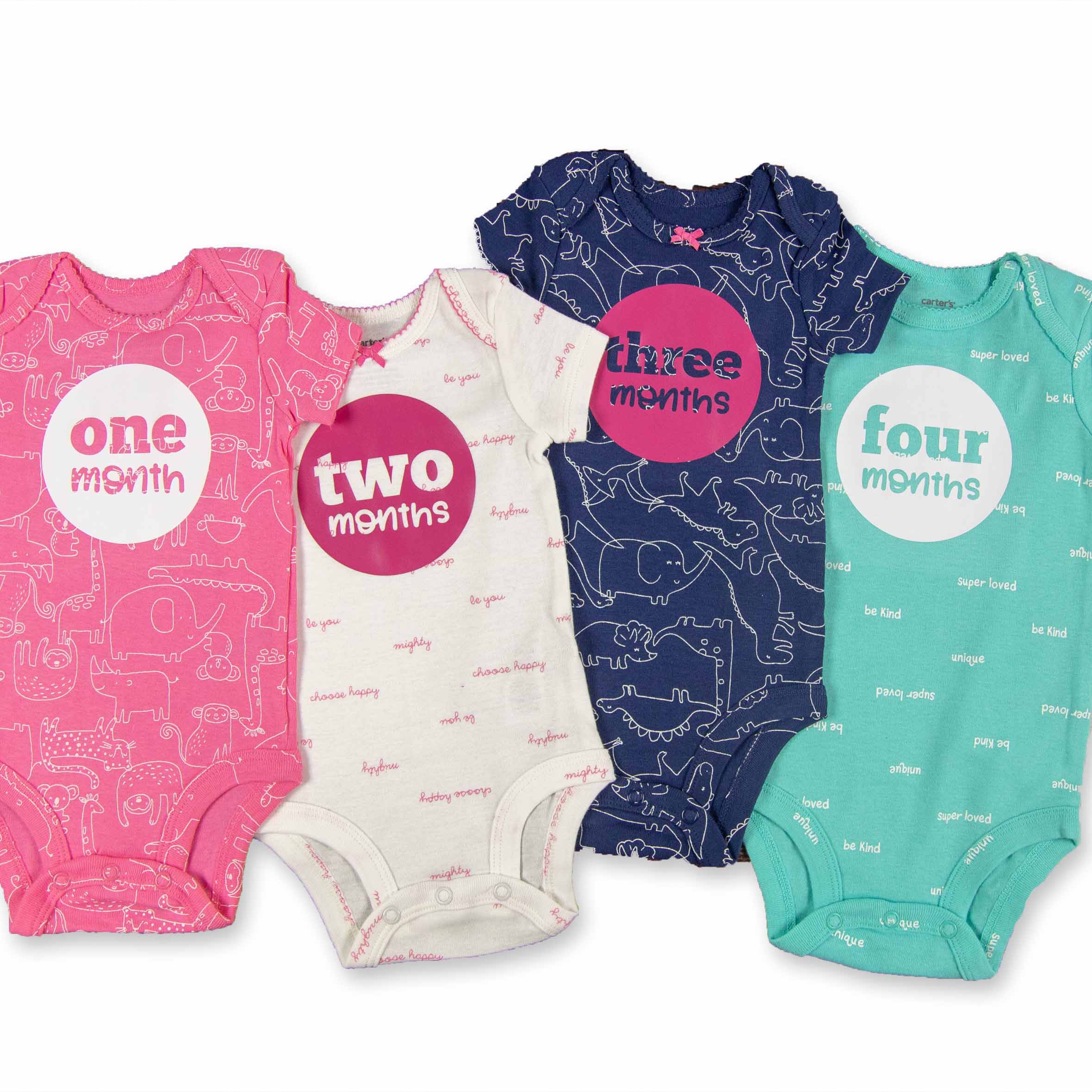 Baby Girl Monthly Photo Bodysuit Set – Unicorns, Dinosaurs & Jungle Animals - Firefly Wishes