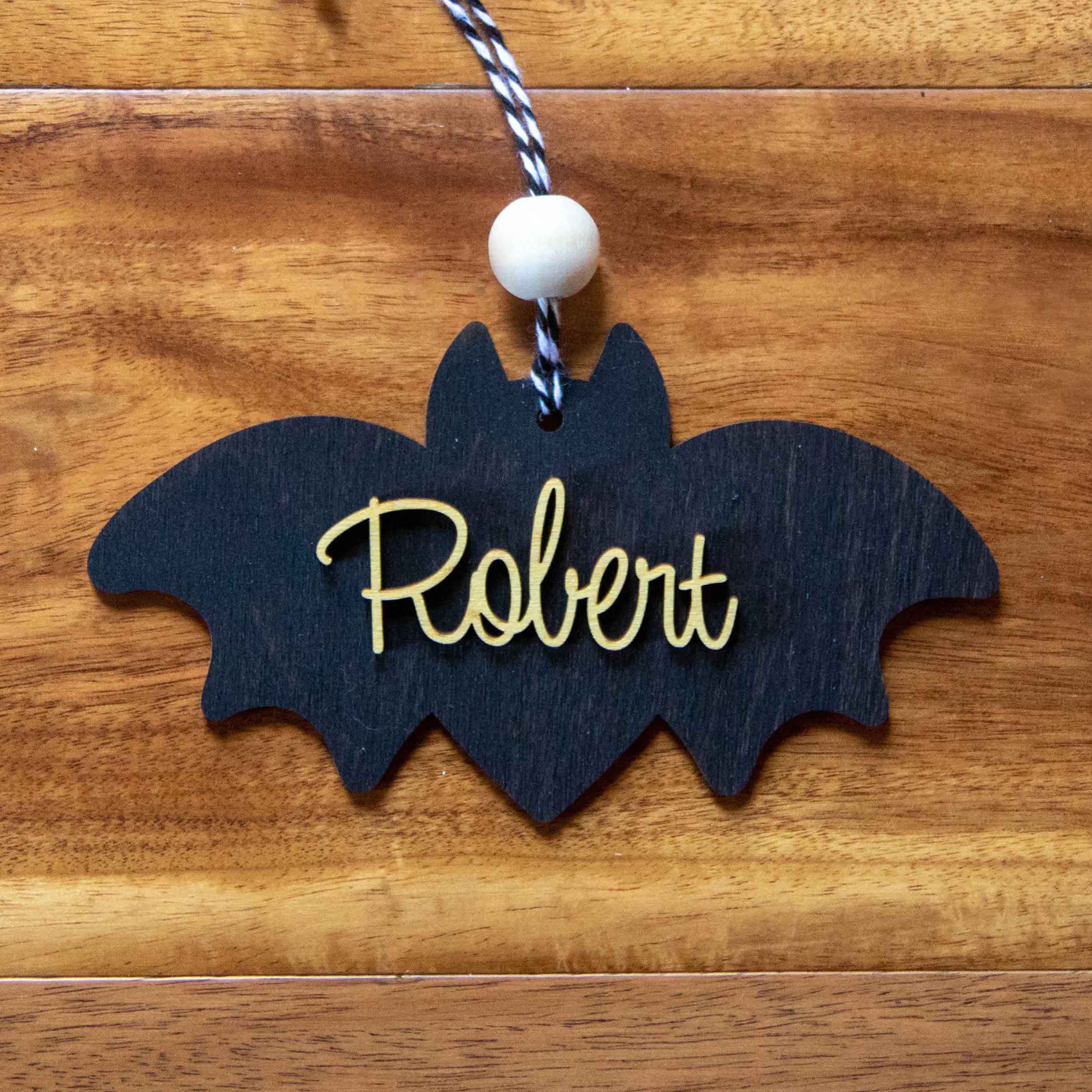 Personalized Halloween Gift Tags – Custom Name Wood Ornaments