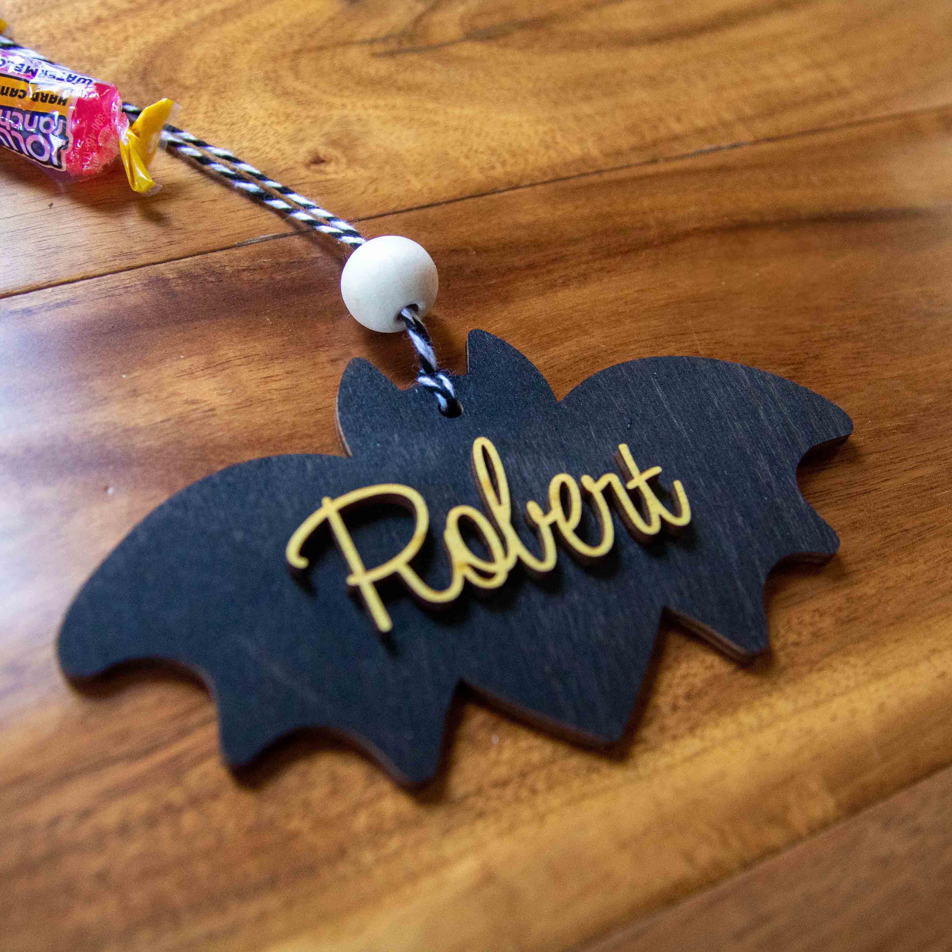 Personalized Halloween Gift Tags – Custom Name Wood Ornaments