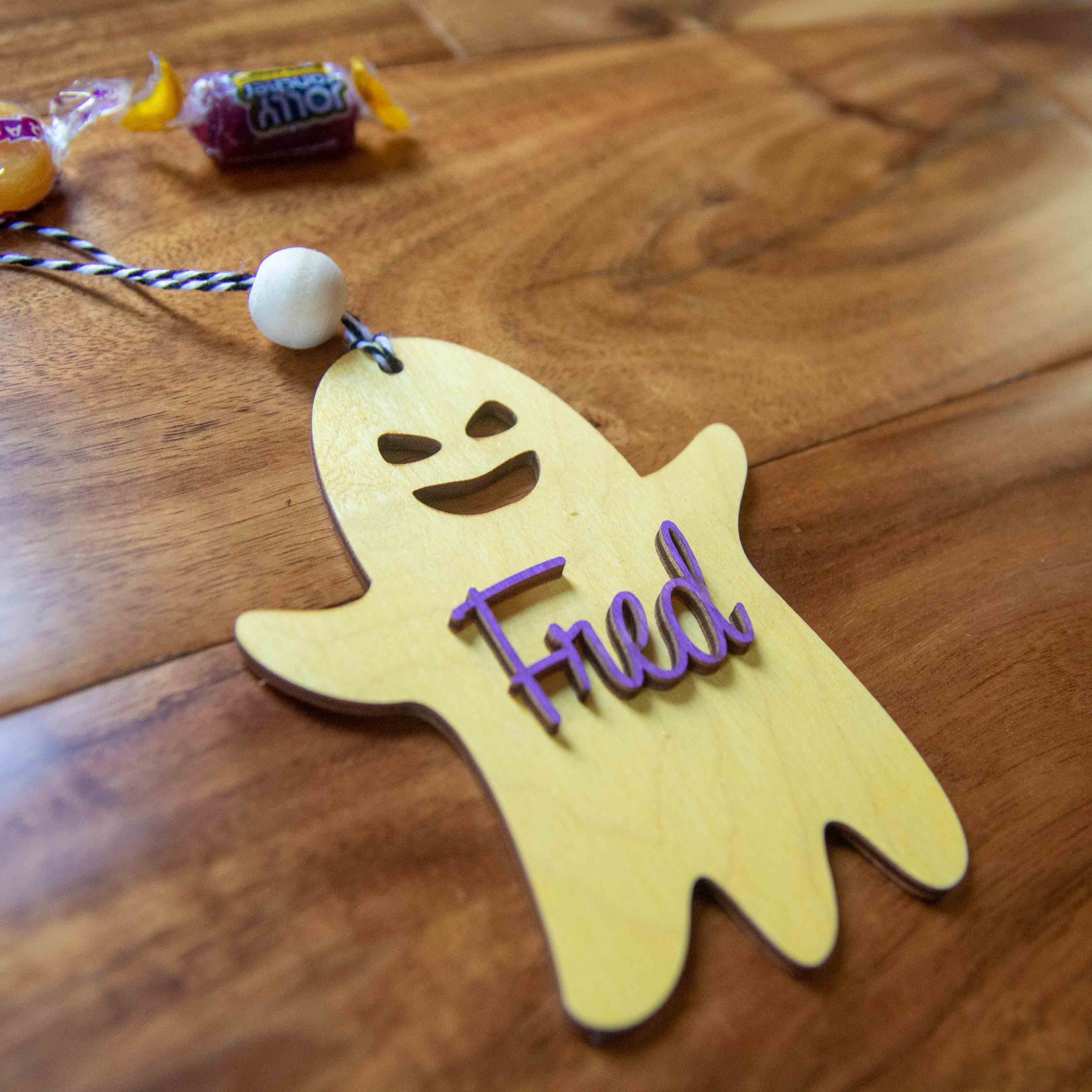 Personalized Halloween Gift Tags – Custom Name Wood Ornaments - Firefly Wishes