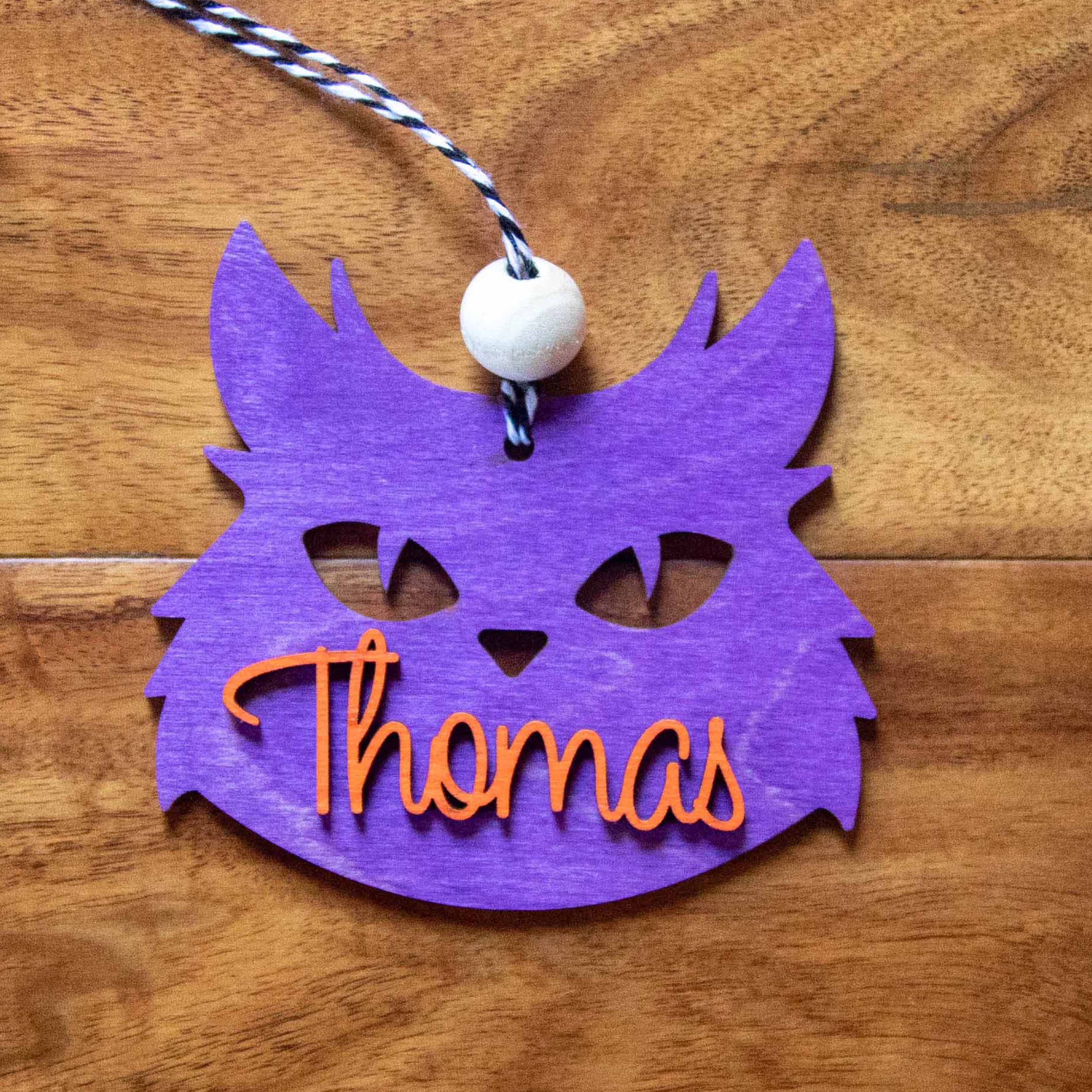 Personalized Halloween Gift Tags – Custom Name Wood Ornaments - Firefly Wishes