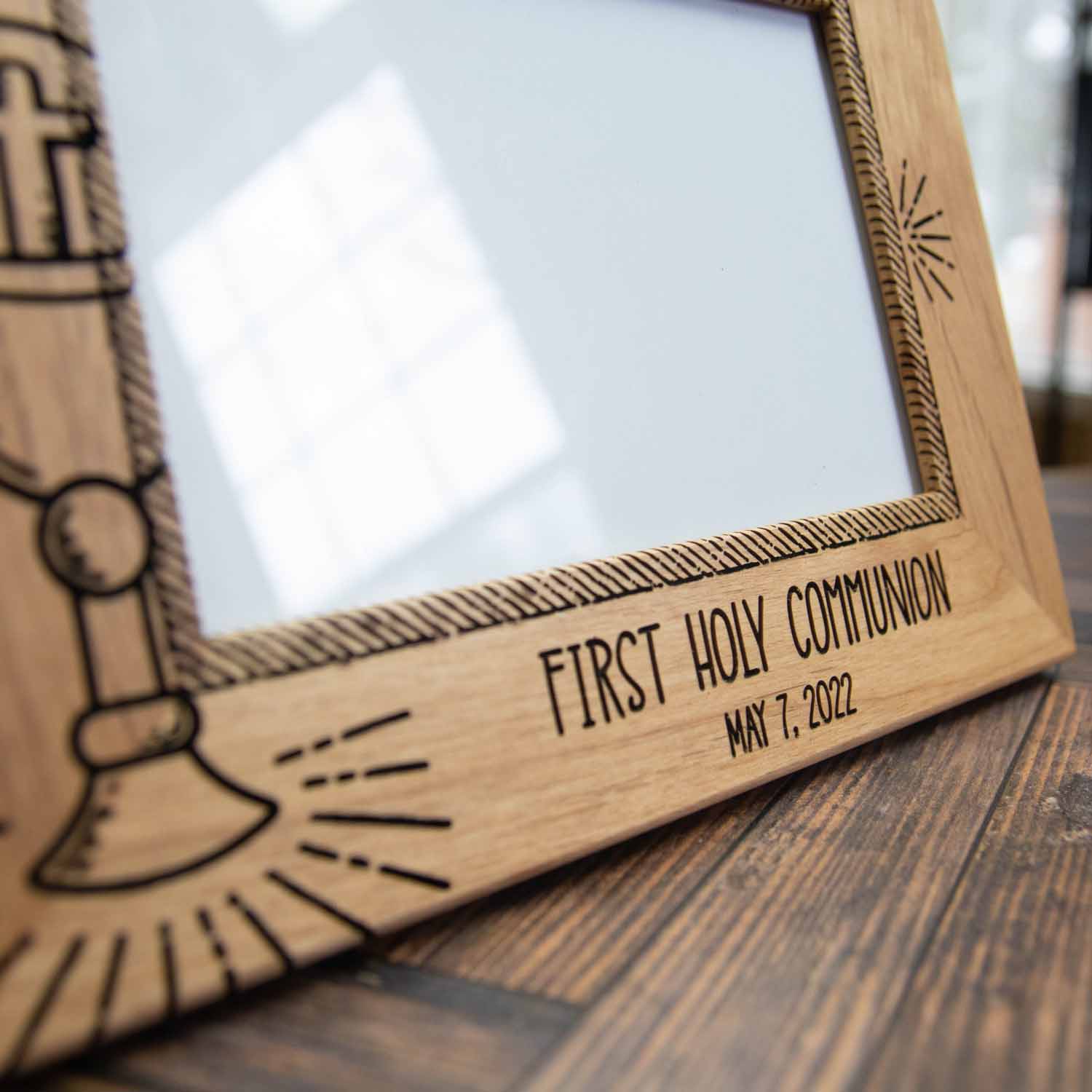 First Holy Communion Wood Picture Frame - Radiant Eucharist - Firefly Wishes