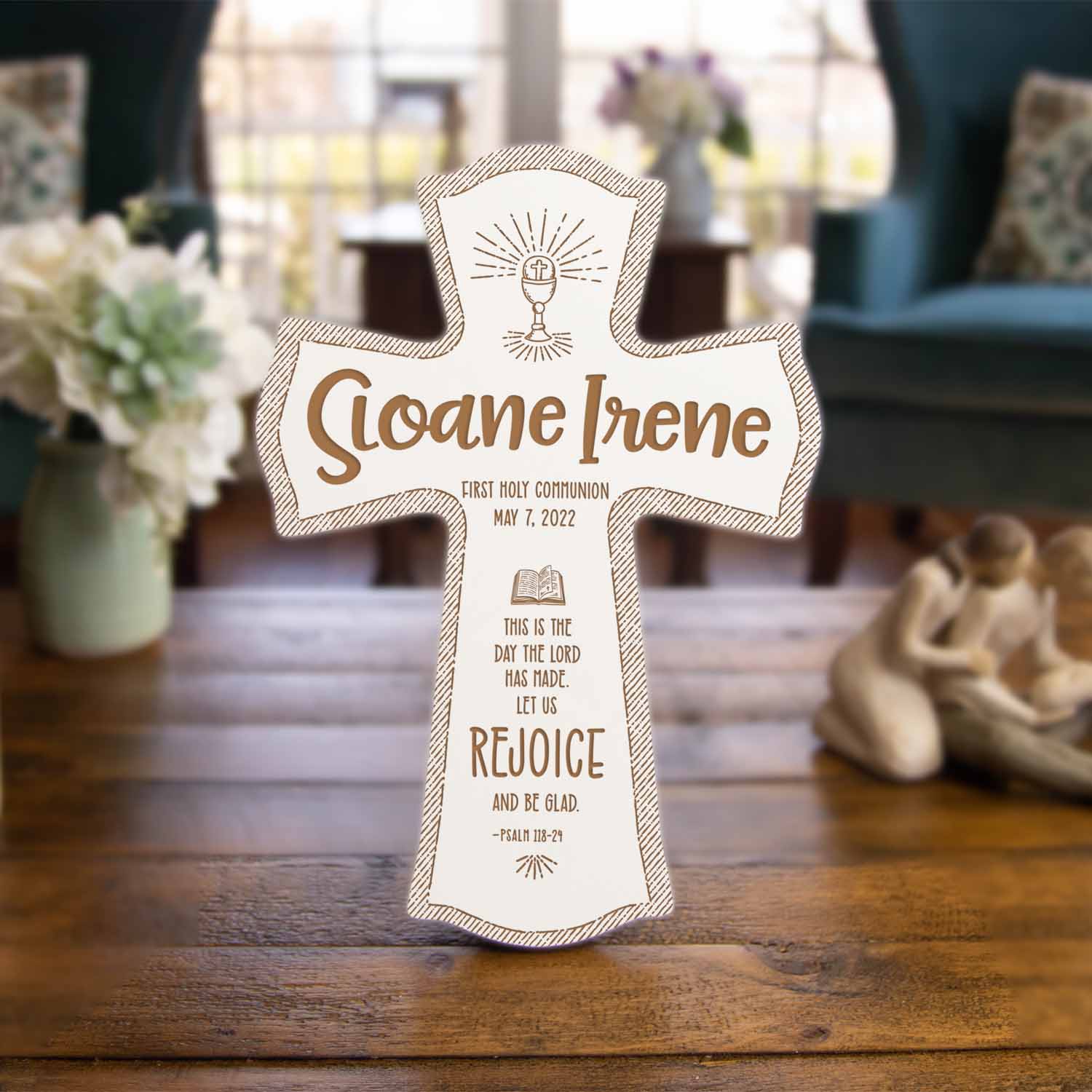 First Holy Communion Personalized Wood Cross - Catholic Keepsake Gift