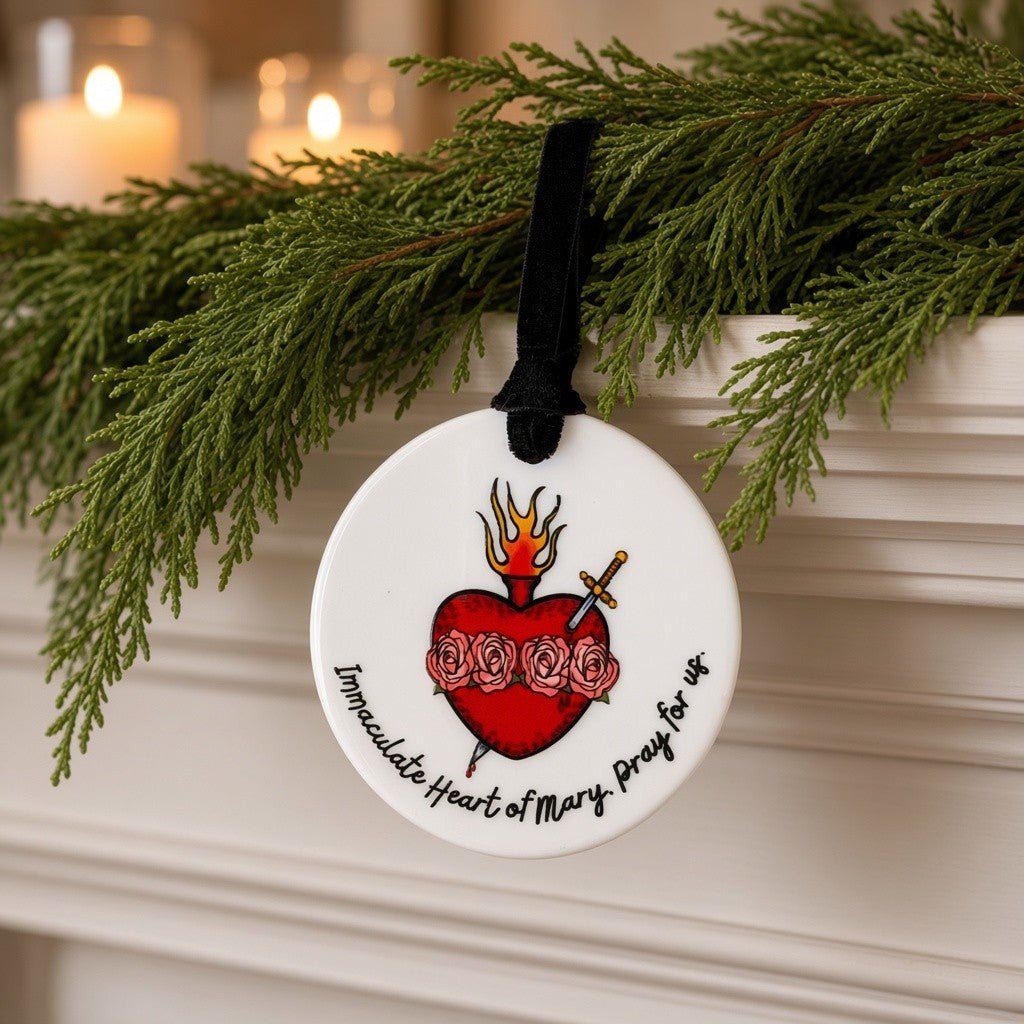 Immaculate Heart of Mary Catholic Ceramic Ornament - Firefly Wishes
