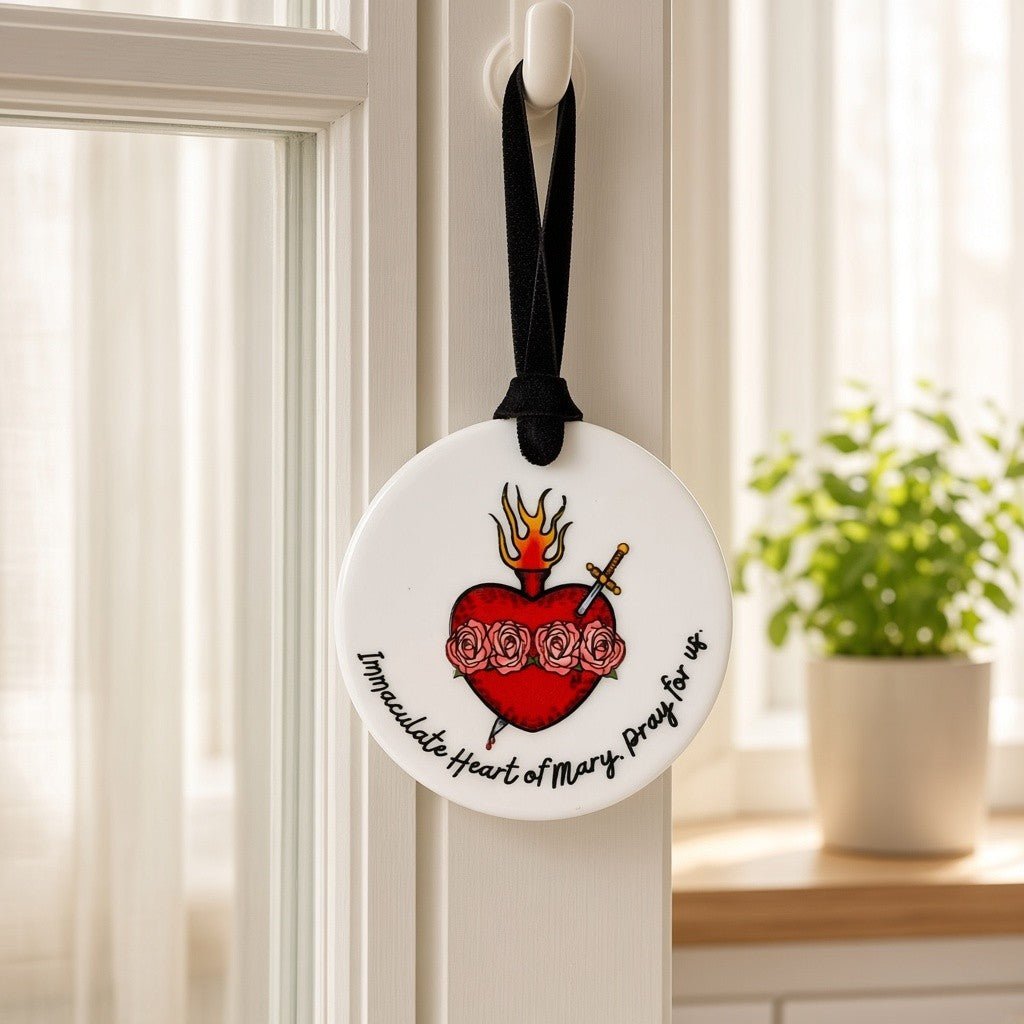 Immaculate Heart of Mary Catholic Ceramic Ornament - Firefly Wishes
