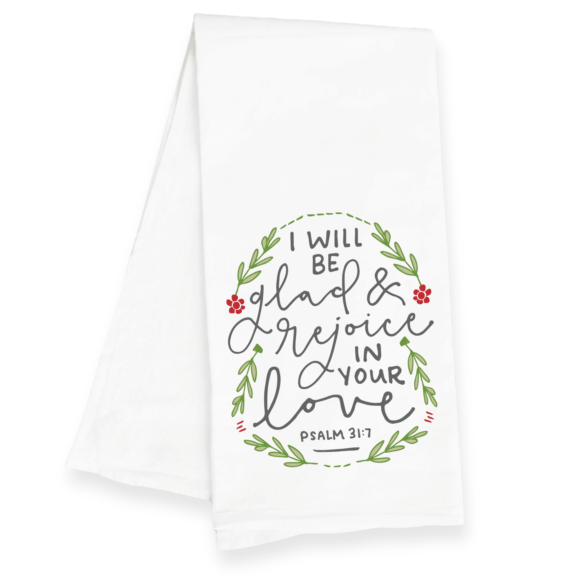 Christian Christmas & New Year Kitchen Towel – Psalm 31:7 Rejoice - Firefly Wishes