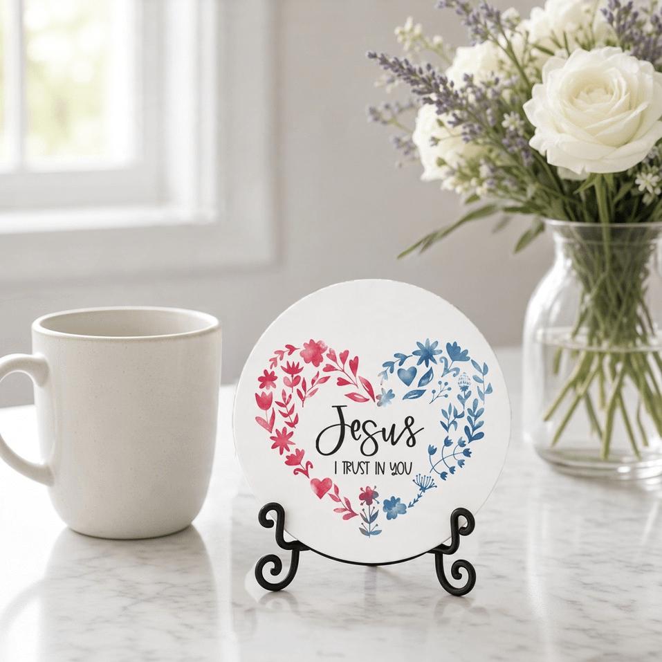 Jesus, I Trust in You Stone Coaster — Divine Mercy - Firefly Wishes