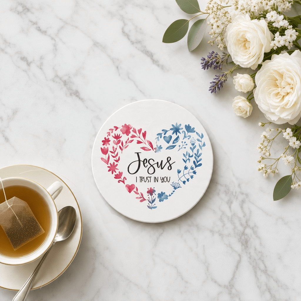 Jesus, I Trust in You Stone Coaster — Divine Mercy - Firefly Wishes