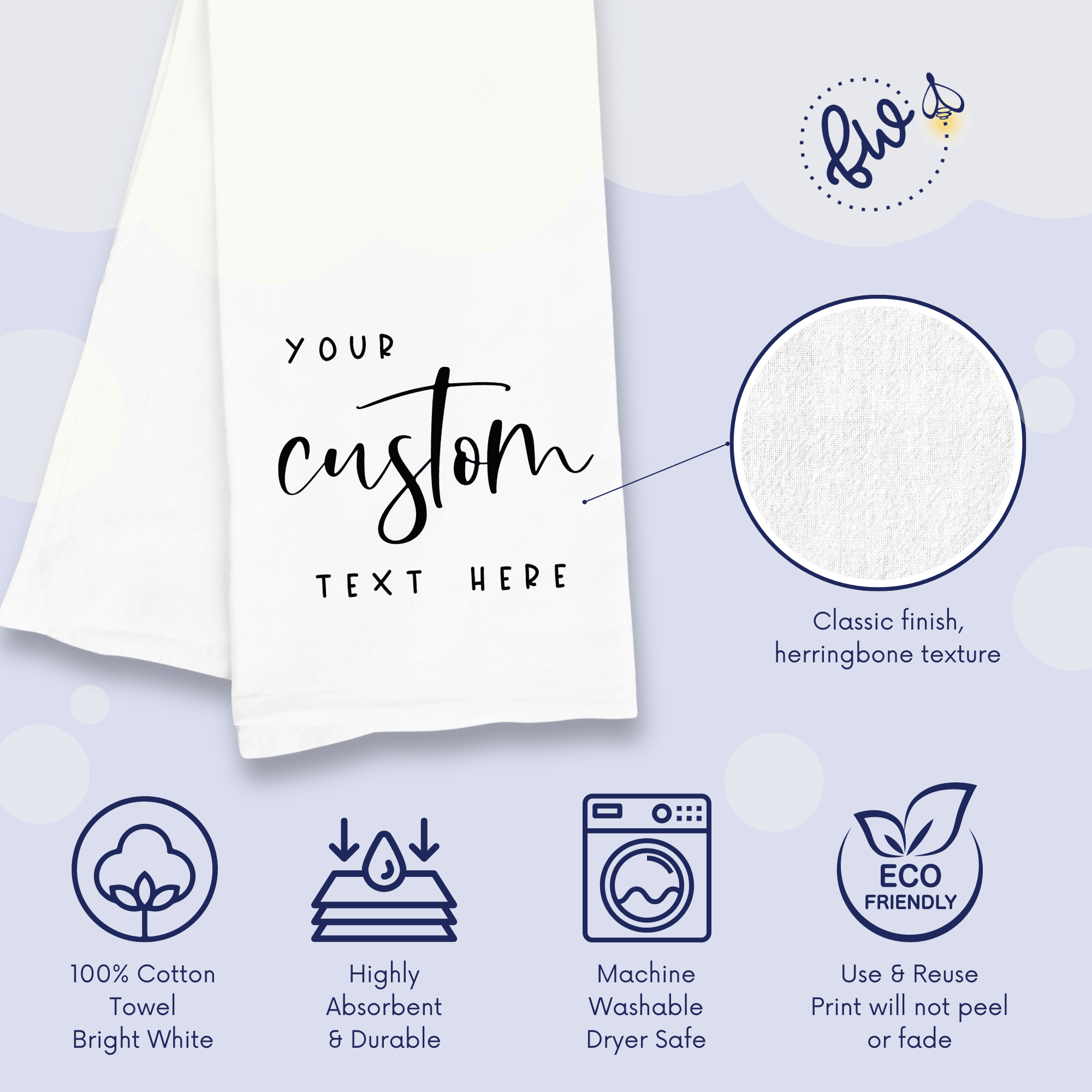 Custom Design Kitchen Towel - Create Your Own Design - Your Text Here - Firefly Wishes