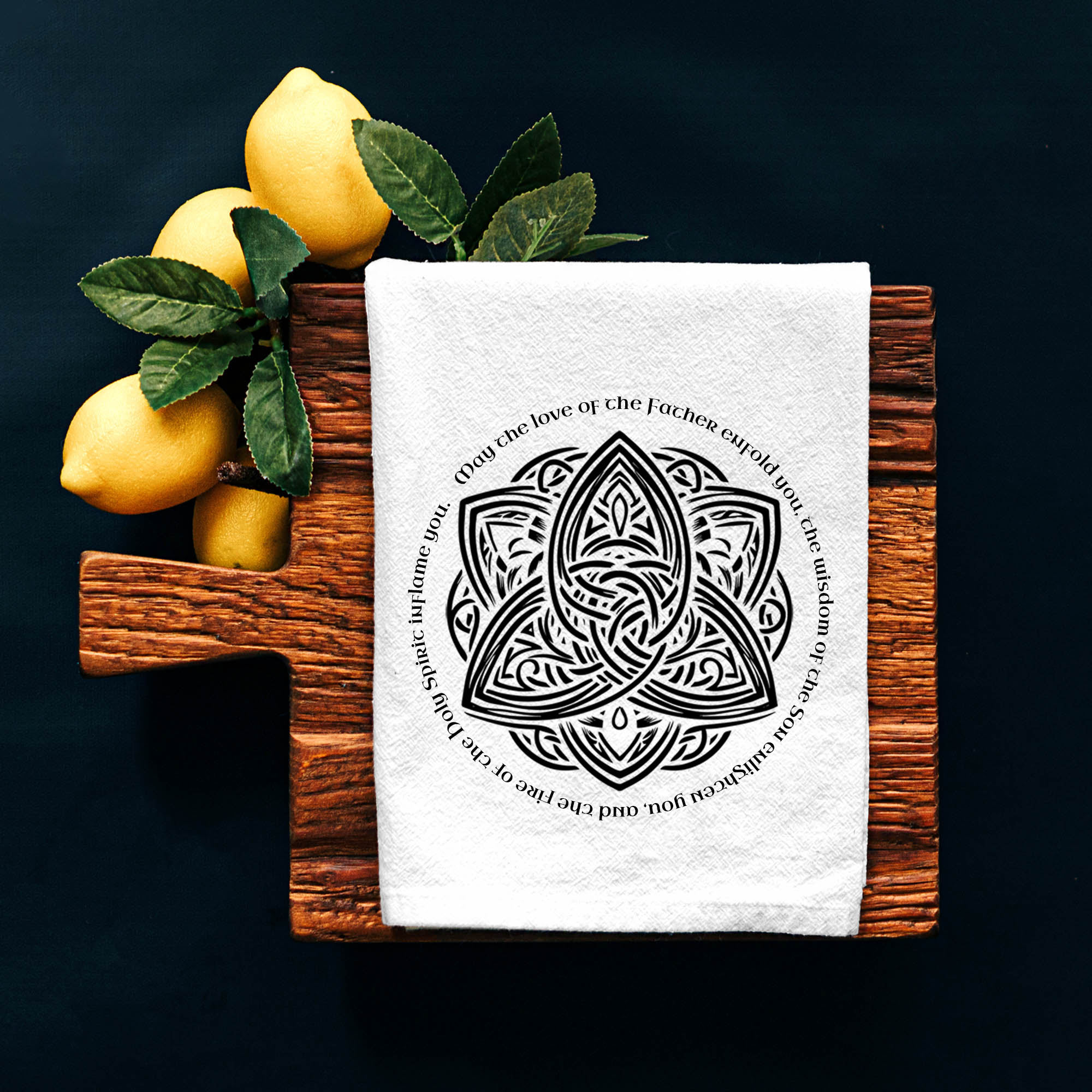 Trinity Knot Celtic Kitchen Towel, Irish Blessing Tea Towel - Firefly Wishes