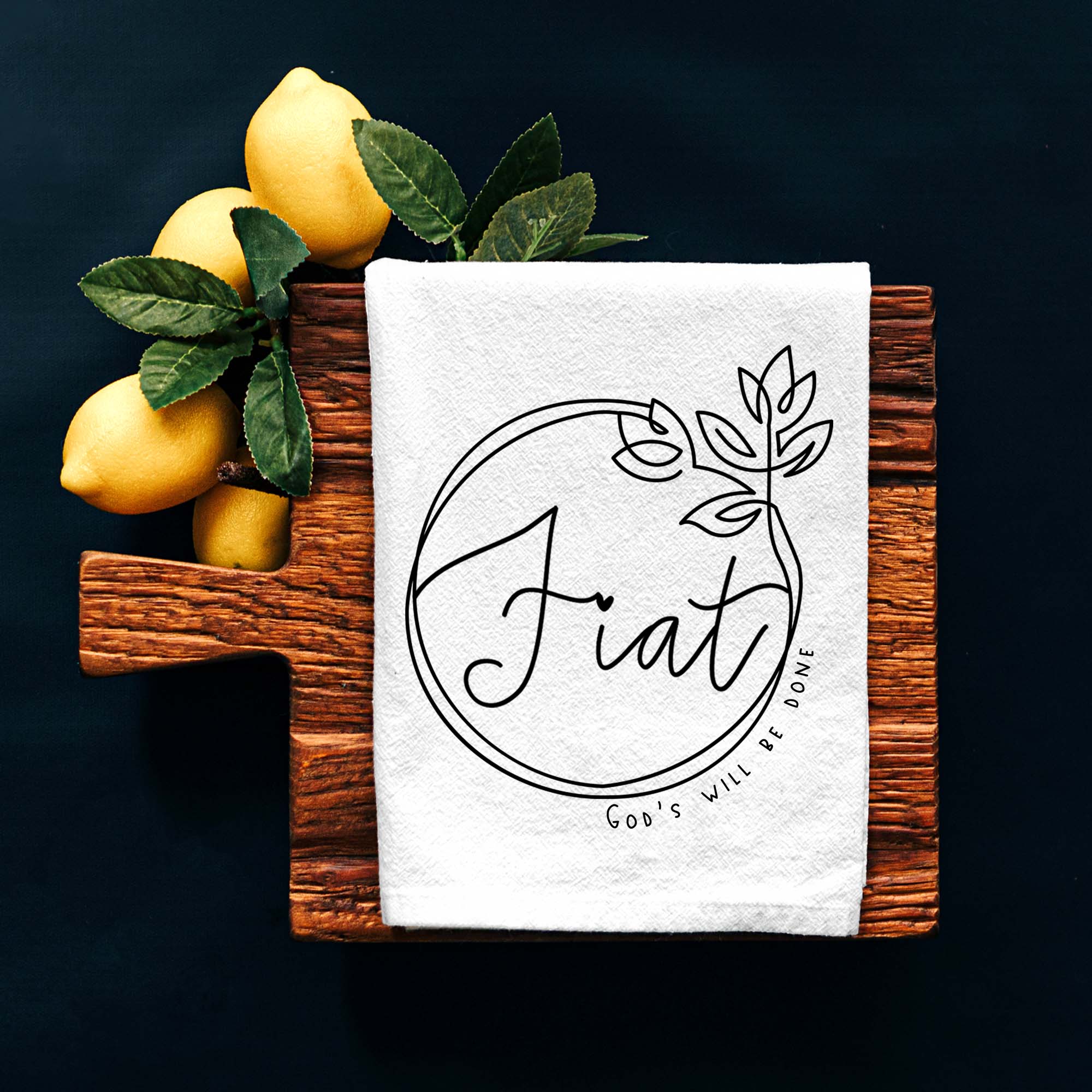 Fiat Catholic Kitchen Towel – Marian “Yes” & Catholic Faith Inspiration - Firefly Wishes