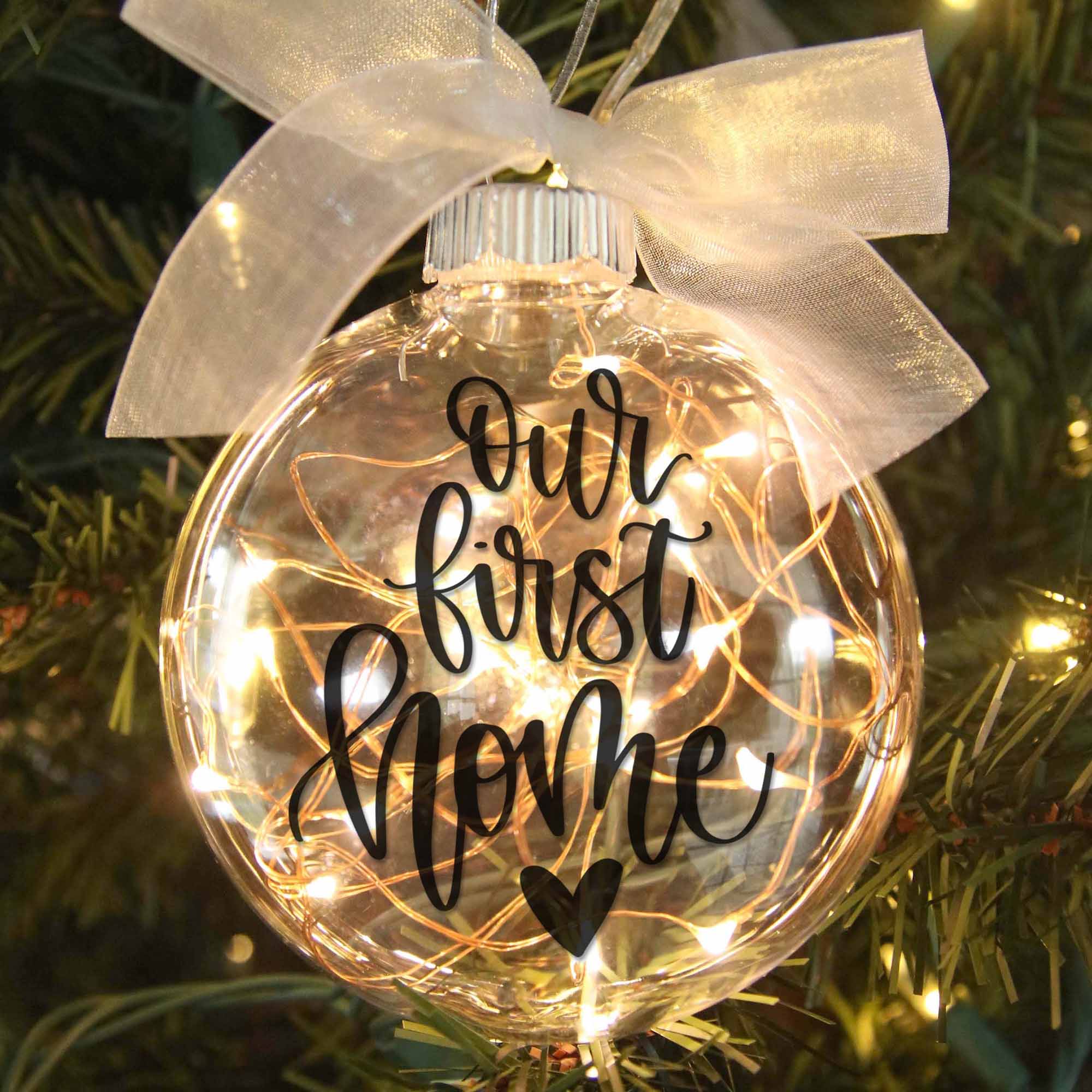 Personalized Our First Home Lighted Christmas Ornament - Names & Address - Firefly Wishes