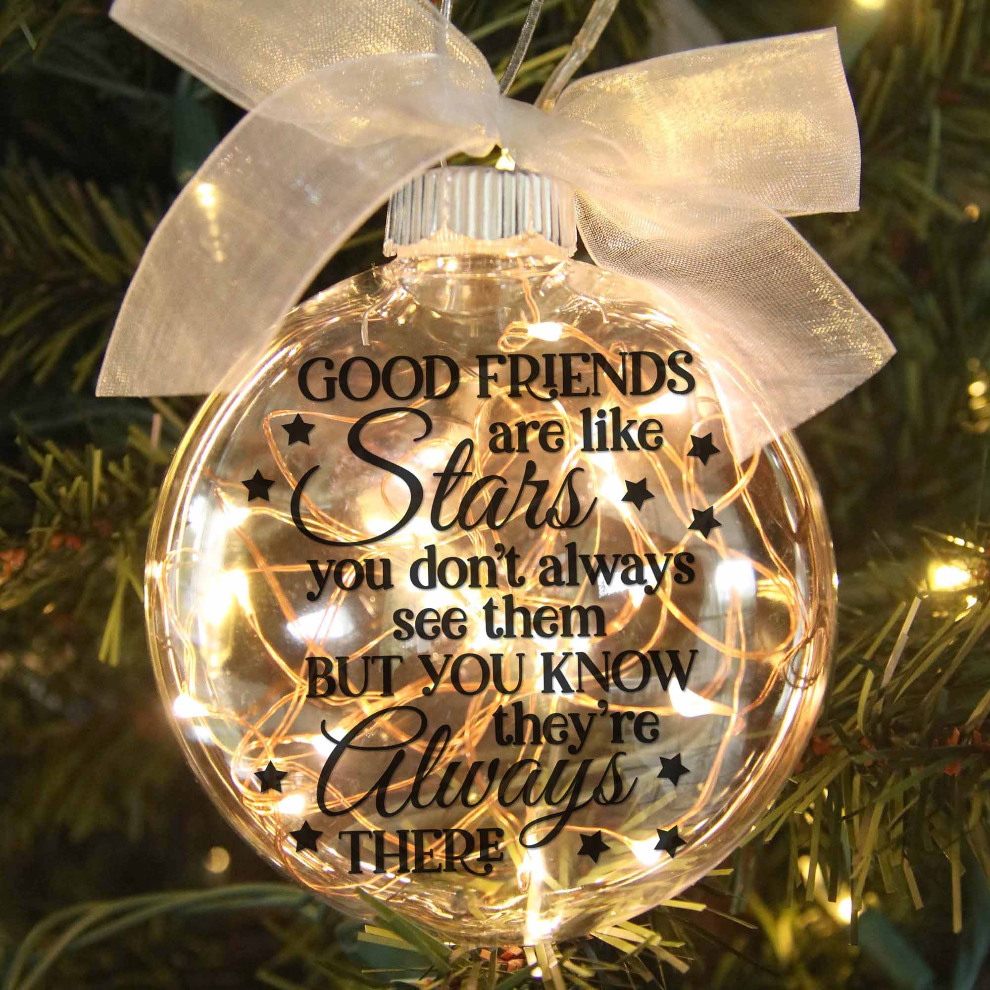 Long Distance Friendship Lighted Christmas Ornament - Firefly Wishes