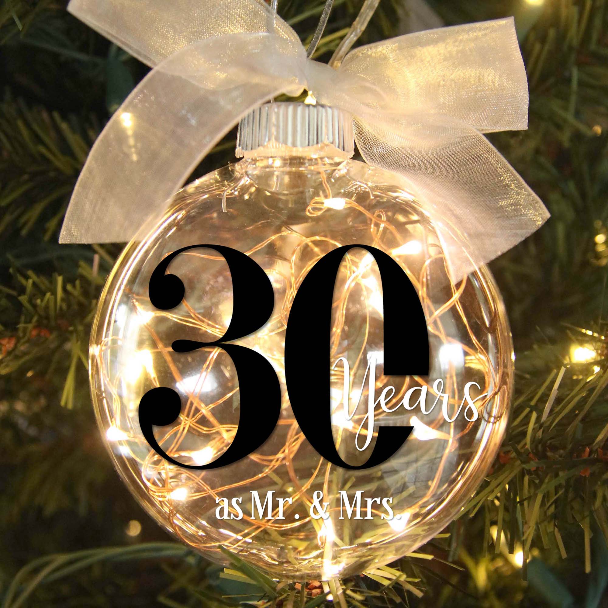 30th Wedding Anniversary Lighted Christmas Ornament