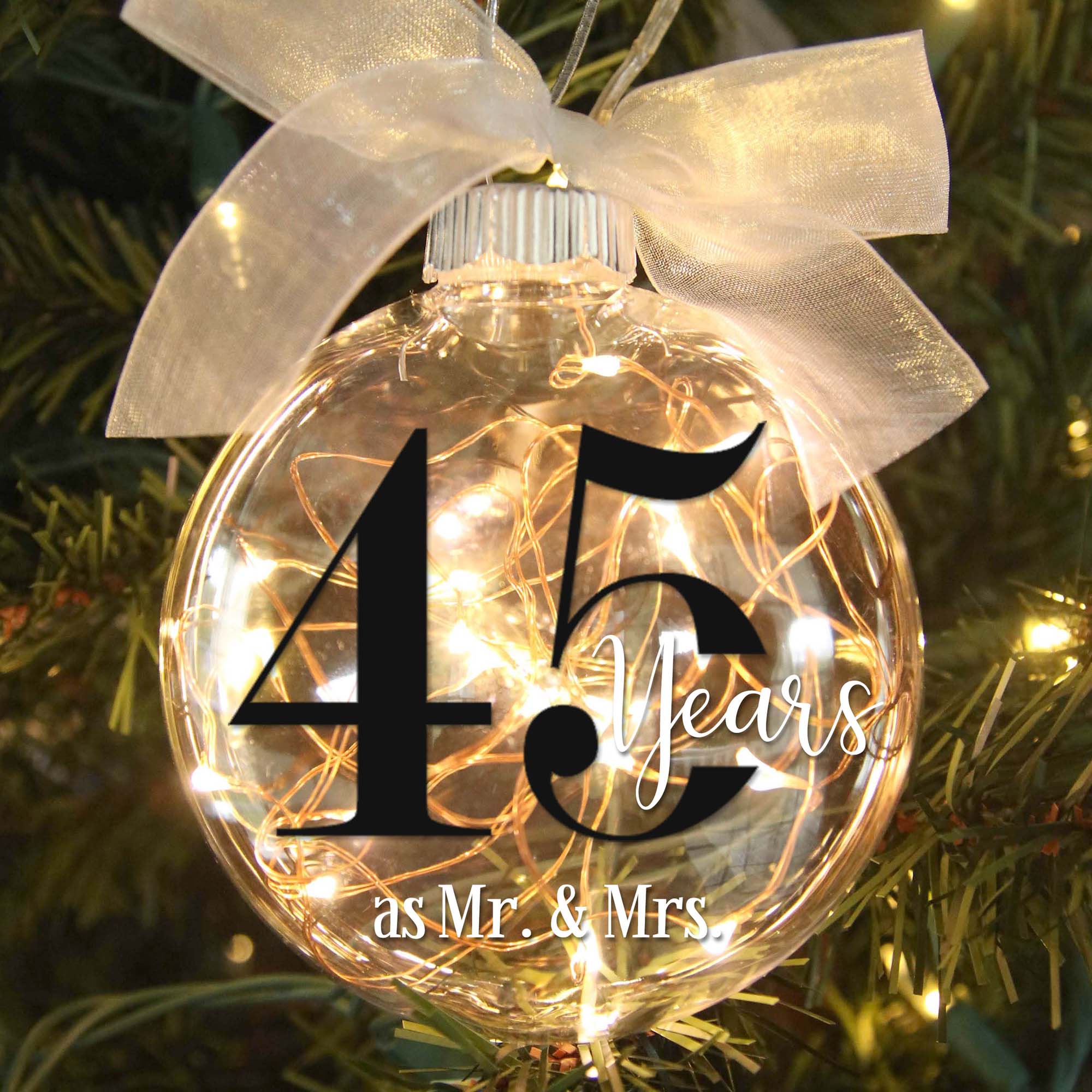 45th Wedding Anniversary Lighted Christmas Ornament