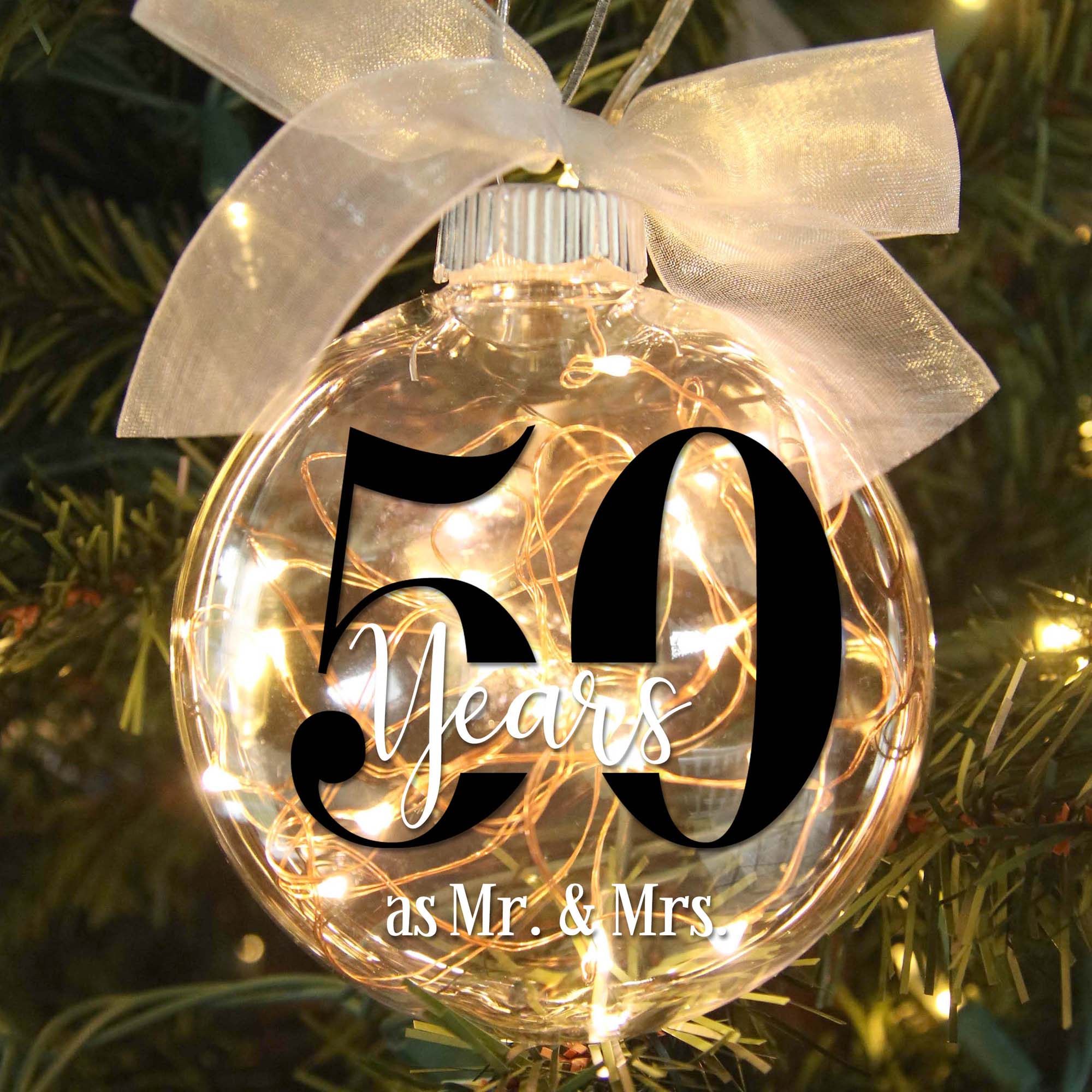 50th Wedding Anniversary Lighted Christmas Ornament