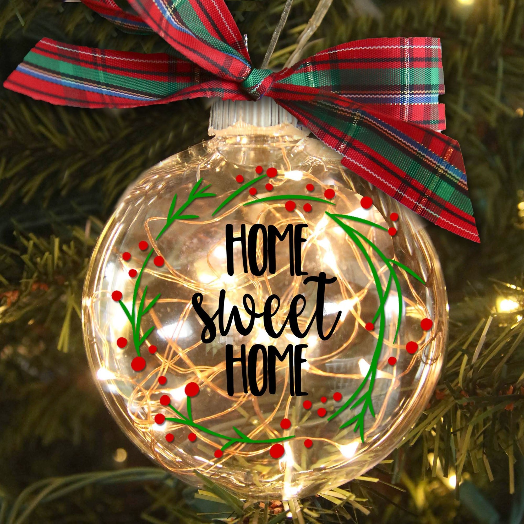 Personalized Home Sweet Home Lighted Christmas Ornament - Names & Address - Firefly Wishes