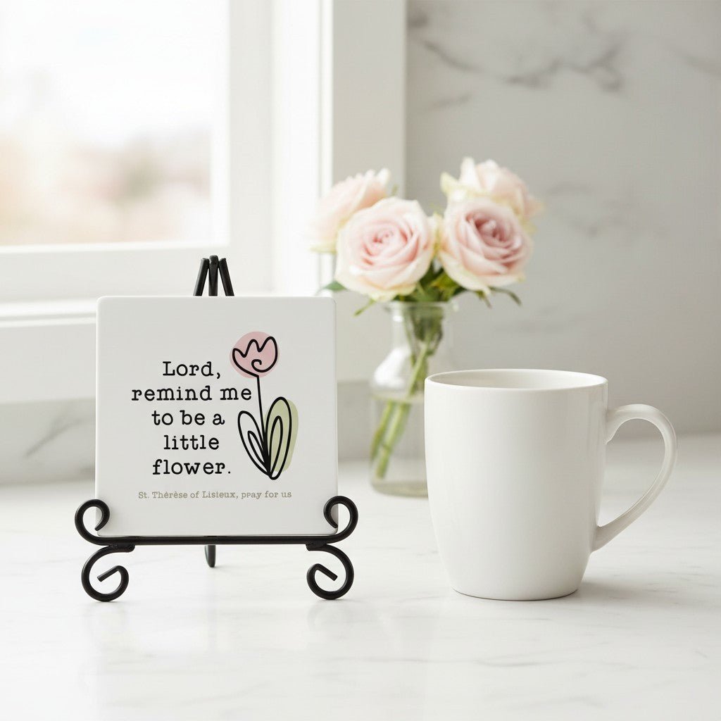 Little Flower Stone Coaster — St. Thérèse of Lisieux - Firefly Wishes