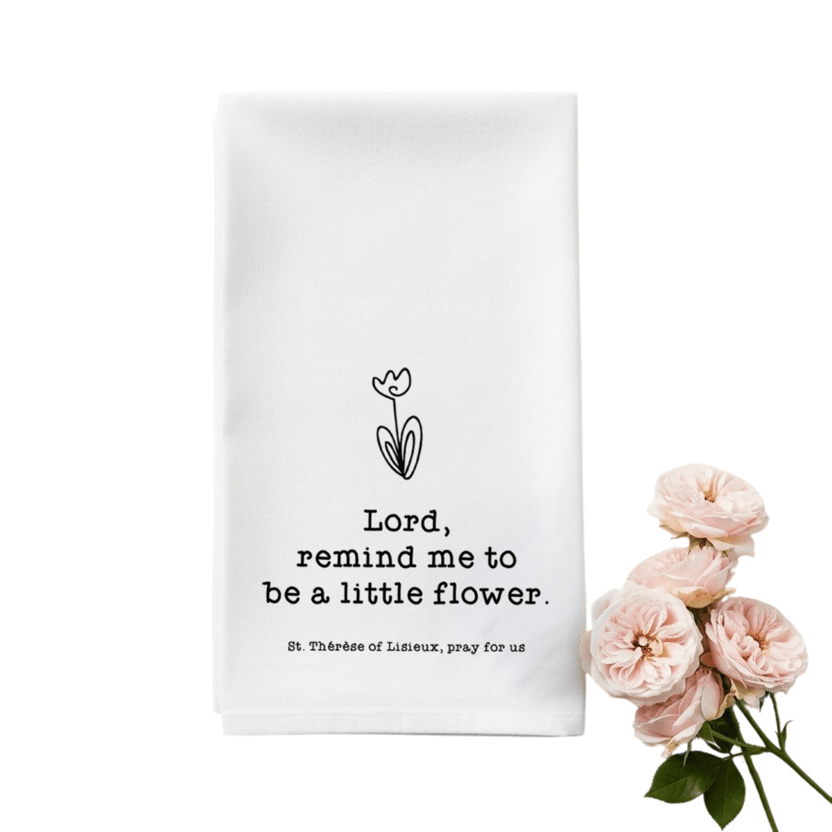 Little Flower Kitchen Towel — St. Thérèse of Lisieux - Firefly Wishes