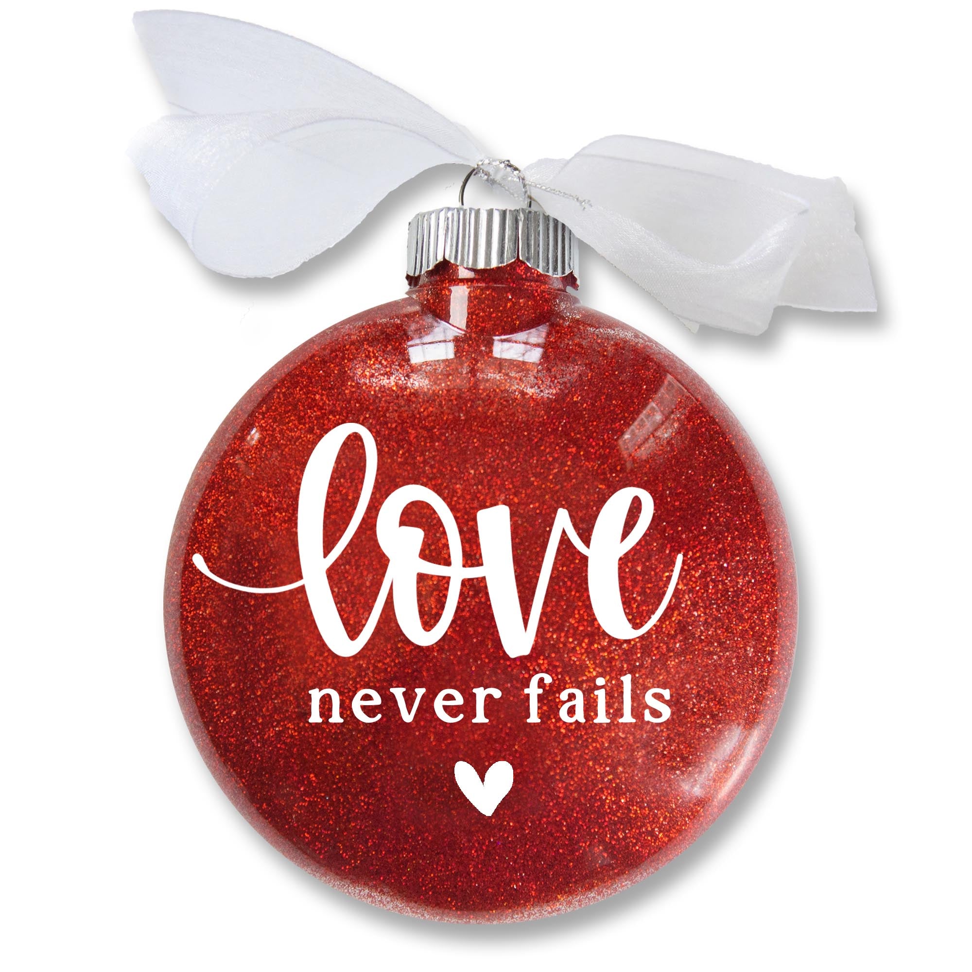 Love Never Fails Glitter Ornament
