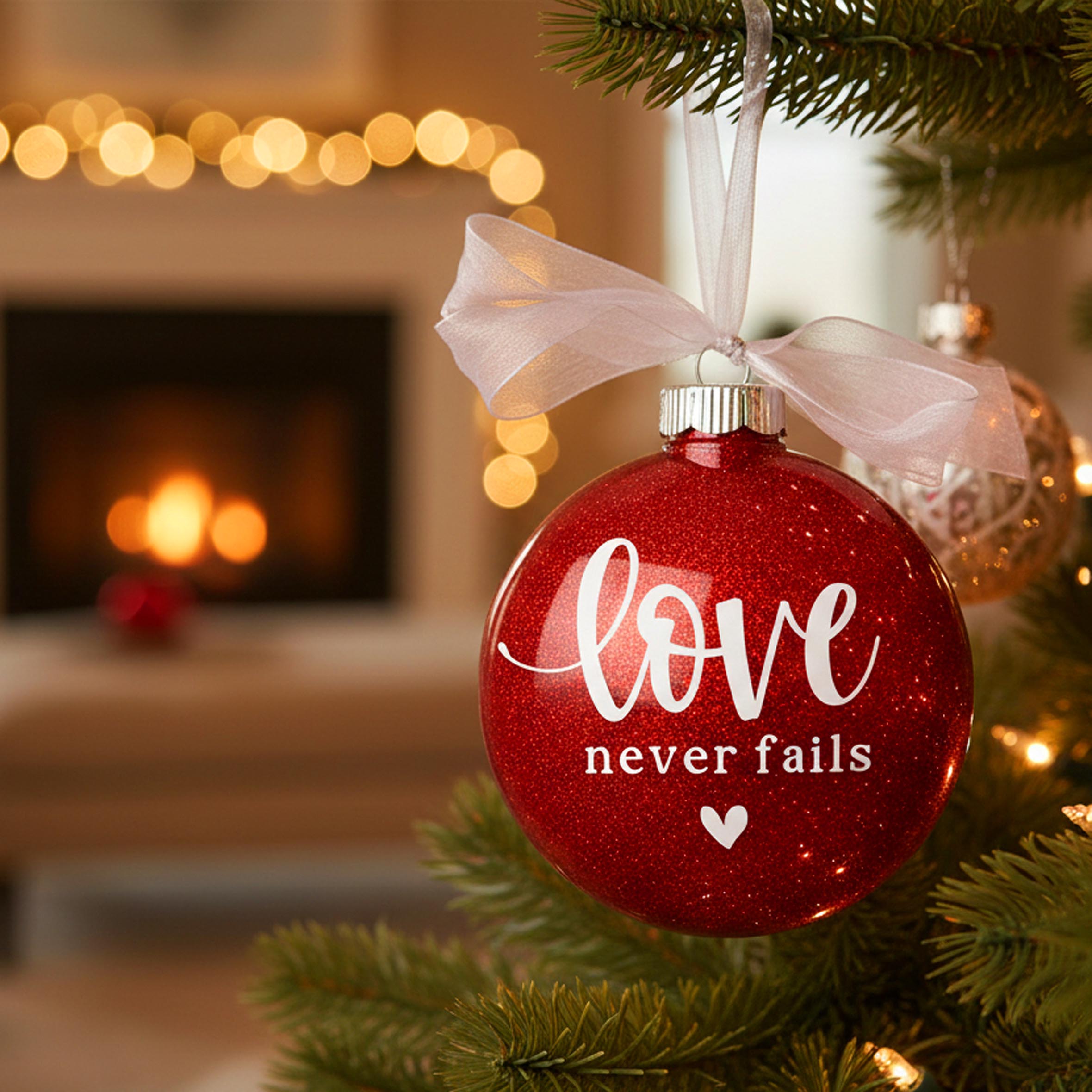 Love Never Fails Glitter Ornament