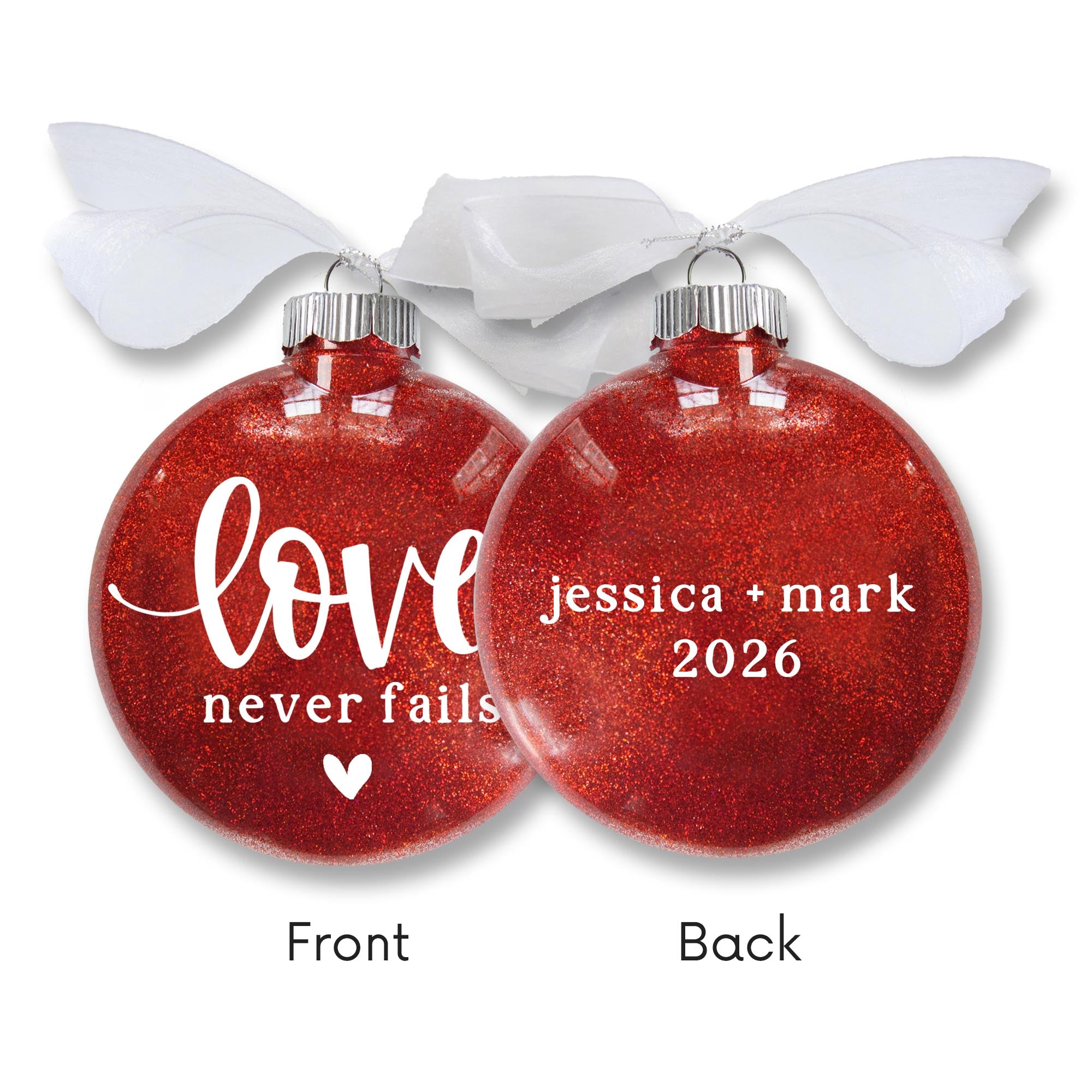 Love Never Fails Glitter Ornament