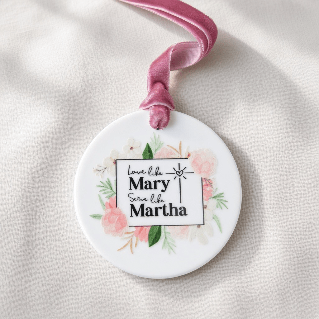 Love Like Mary, Serve Like Martha Ceramic Ornament - Firefly Wishes