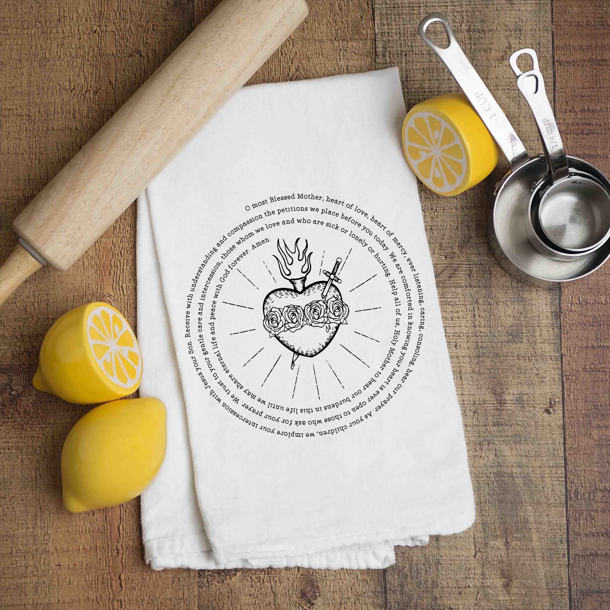 Immaculate Heart of Mary Kitchen Towel - Firefly Wishes
