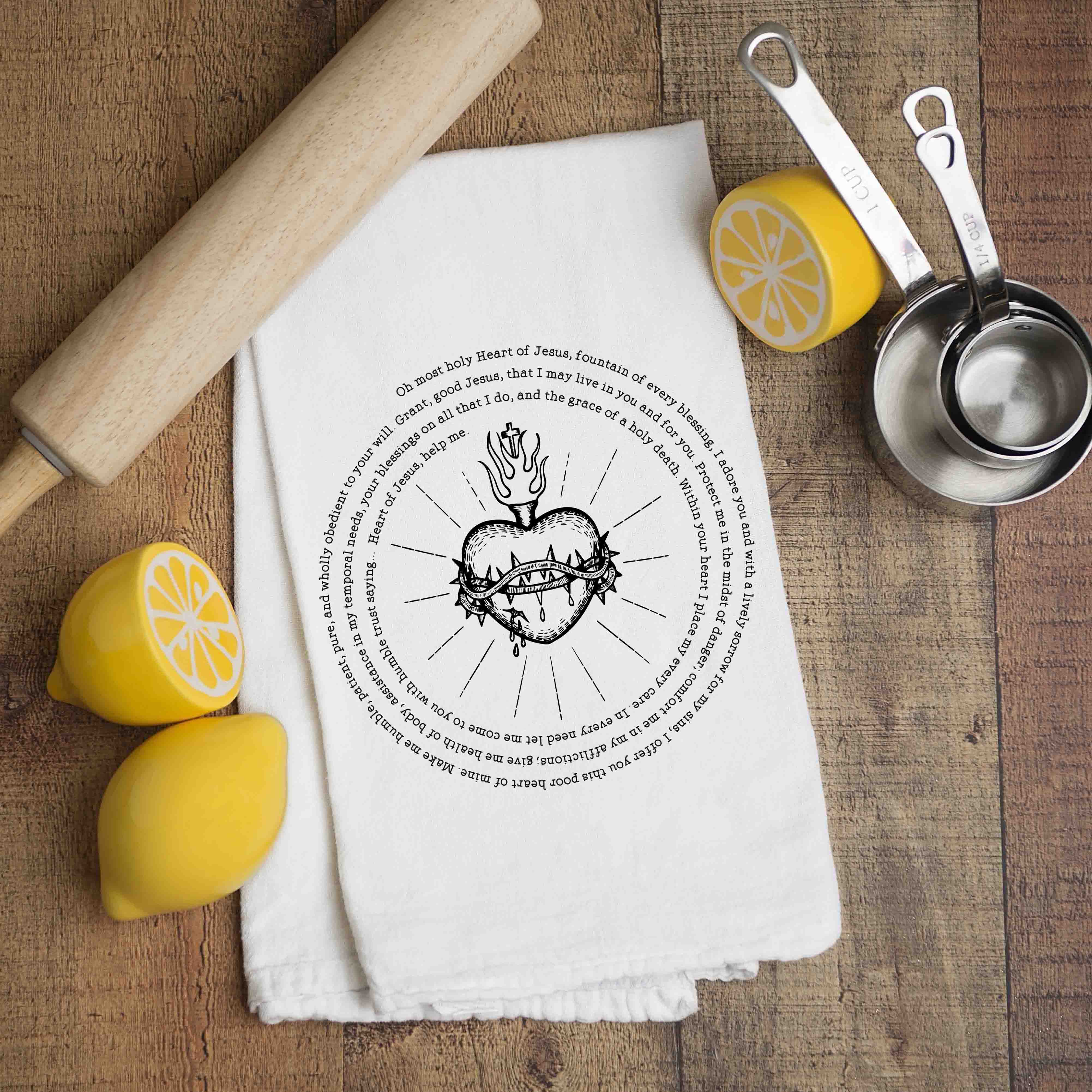 Sacred Heart of Jesus Kitchen Towel - Firefly Wishes