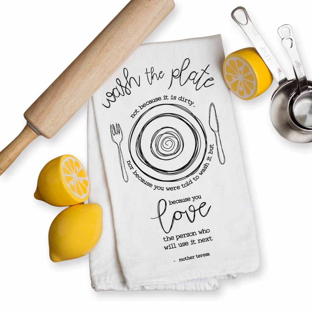 Wash the Plate Kitchen Towel - Firefly Wishes