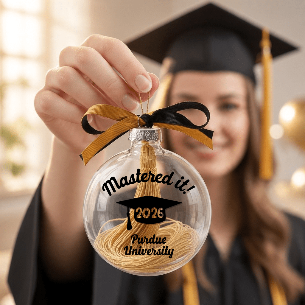 Personalized Master’s Degree Tassel Ornament, “Mastered It!” Graduation Keepsake in School Colors - Firefly Wishes