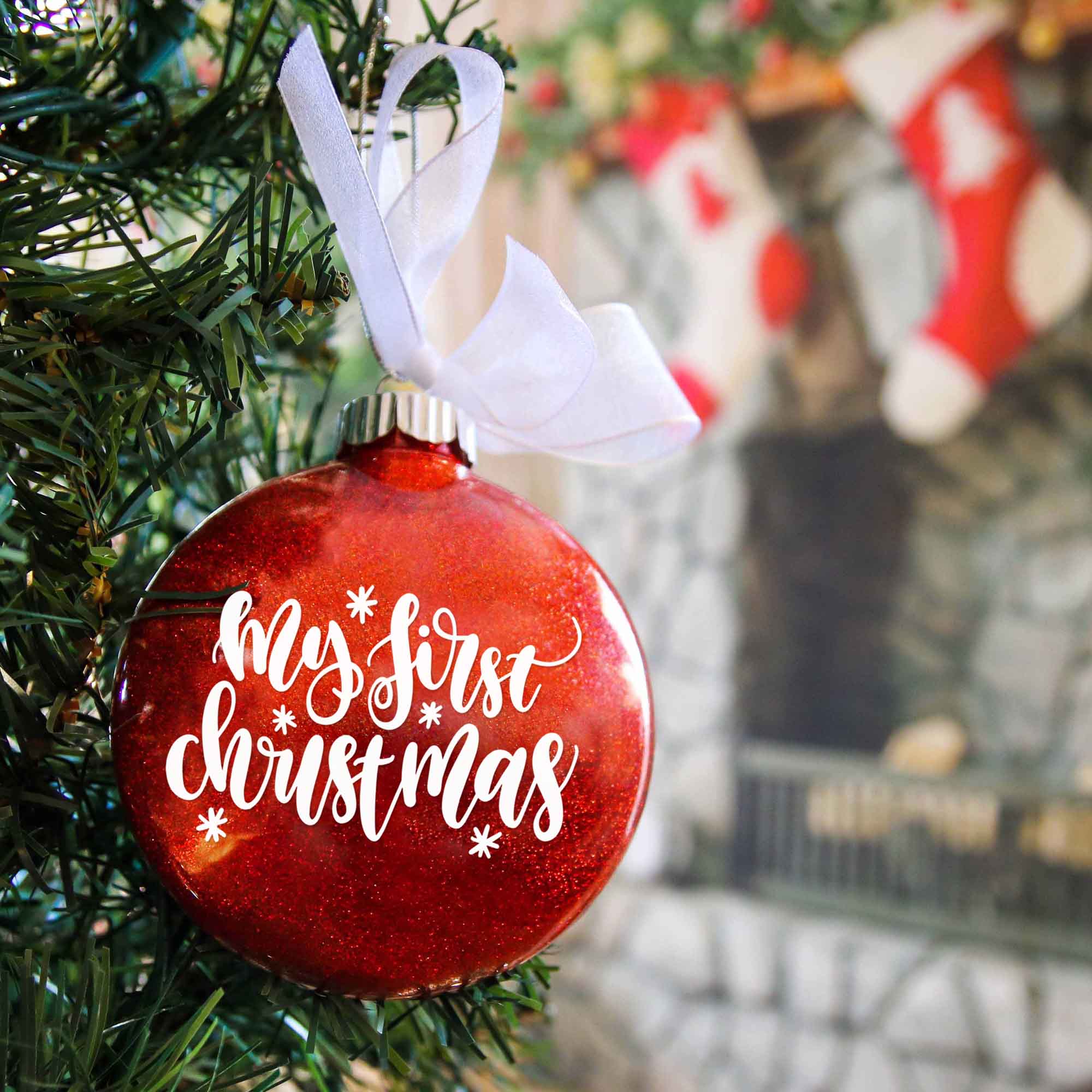 Baby's My First Christmas Glitter Ornament - Firefly Wishes
