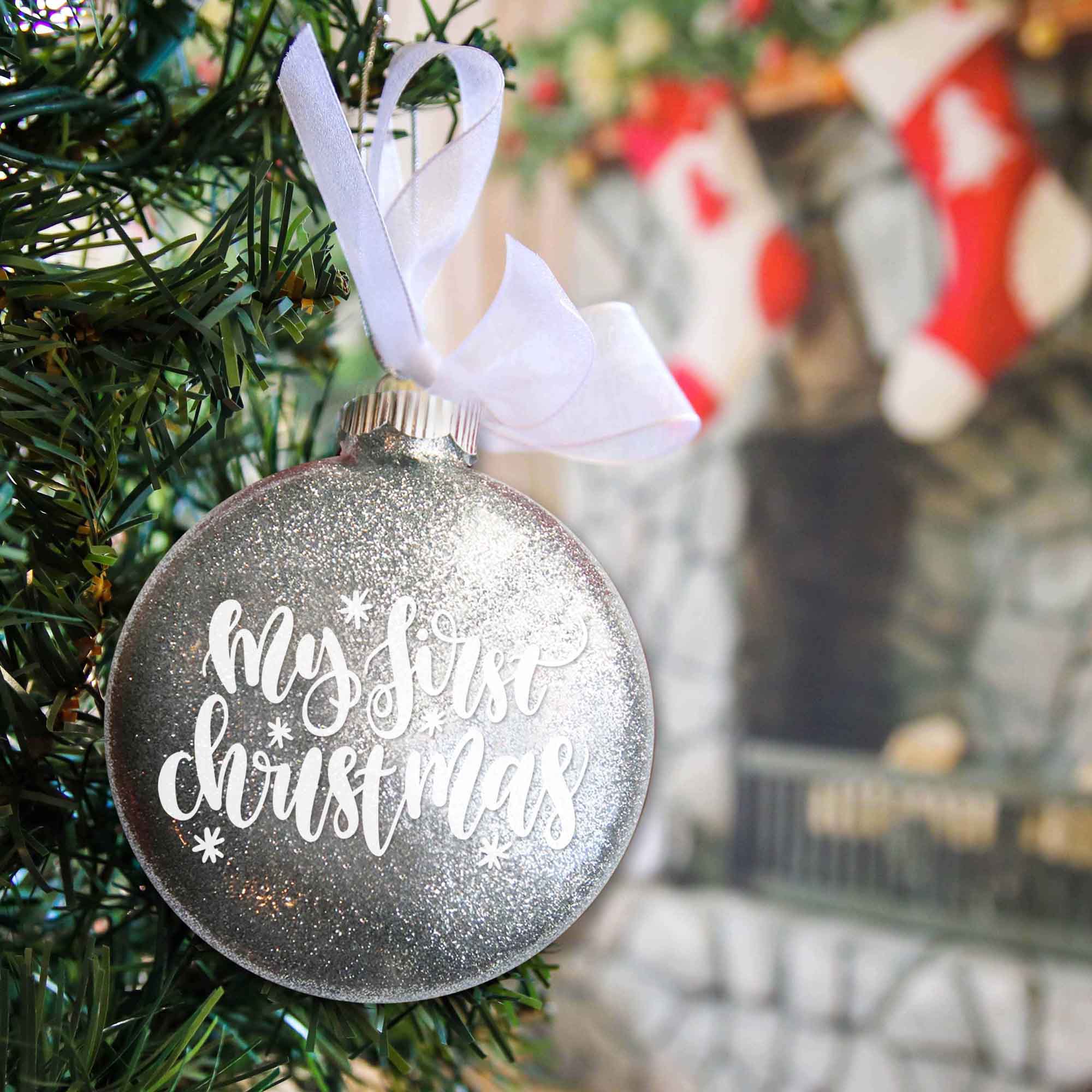 Baby's My First Christmas Glitter Ornament - Firefly Wishes