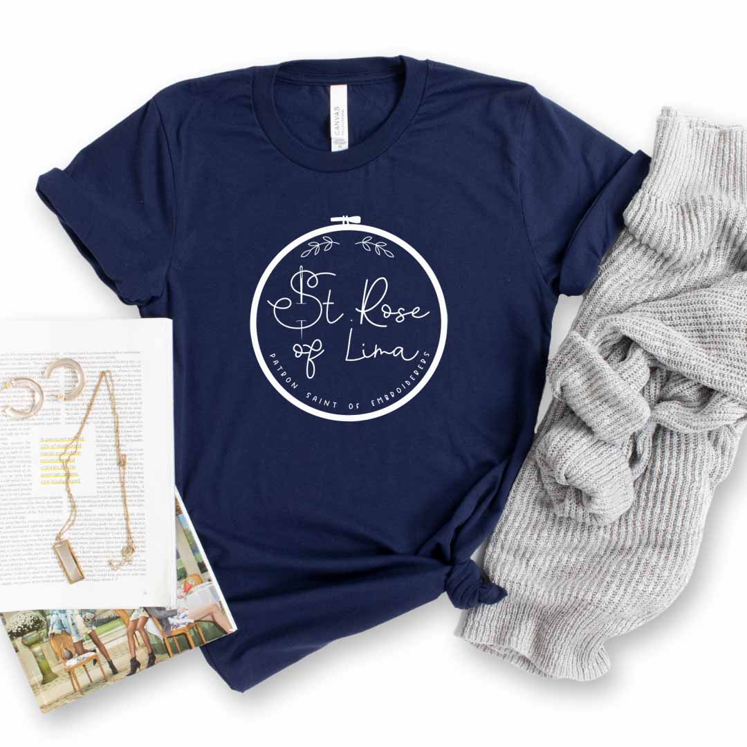 St Rose of Lima Catholic Saint T-Shirt - Patron Saint of Embroiderers