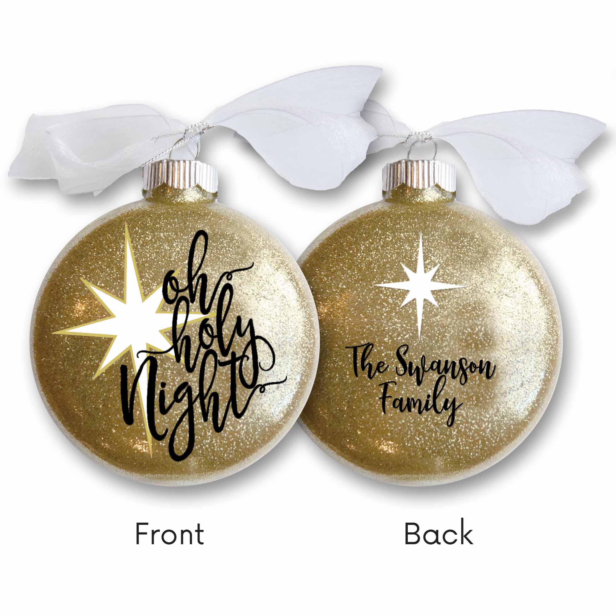 Oh Holy Night Glitter Christmas Ornament