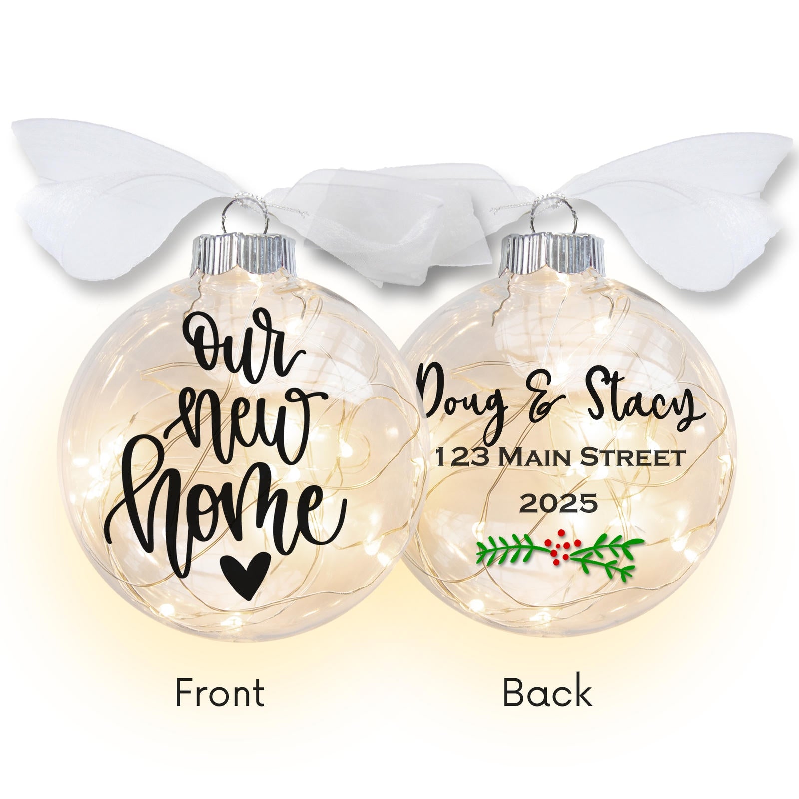 Personalized Our New Home Lighted Christmas Ornament - Names & Address