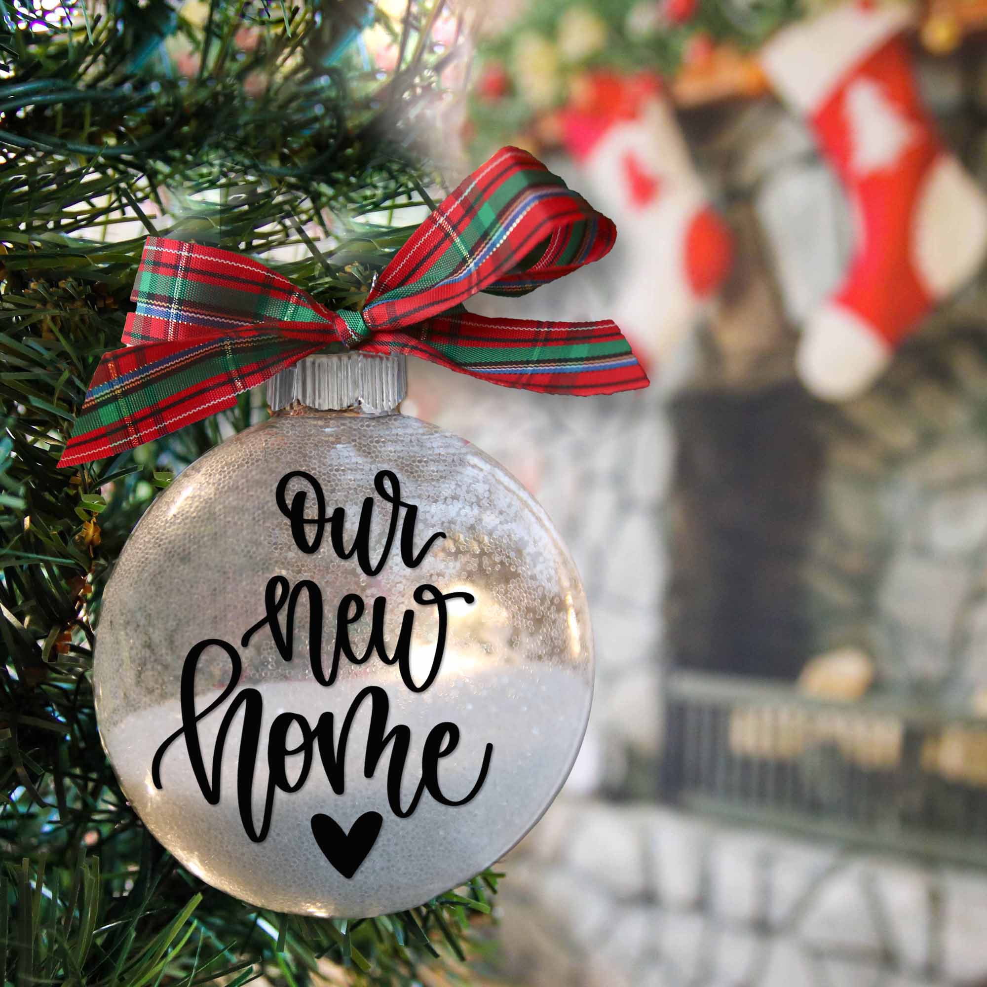 Personalized Our New Home Glitter Christmas Ornament - Names & Address