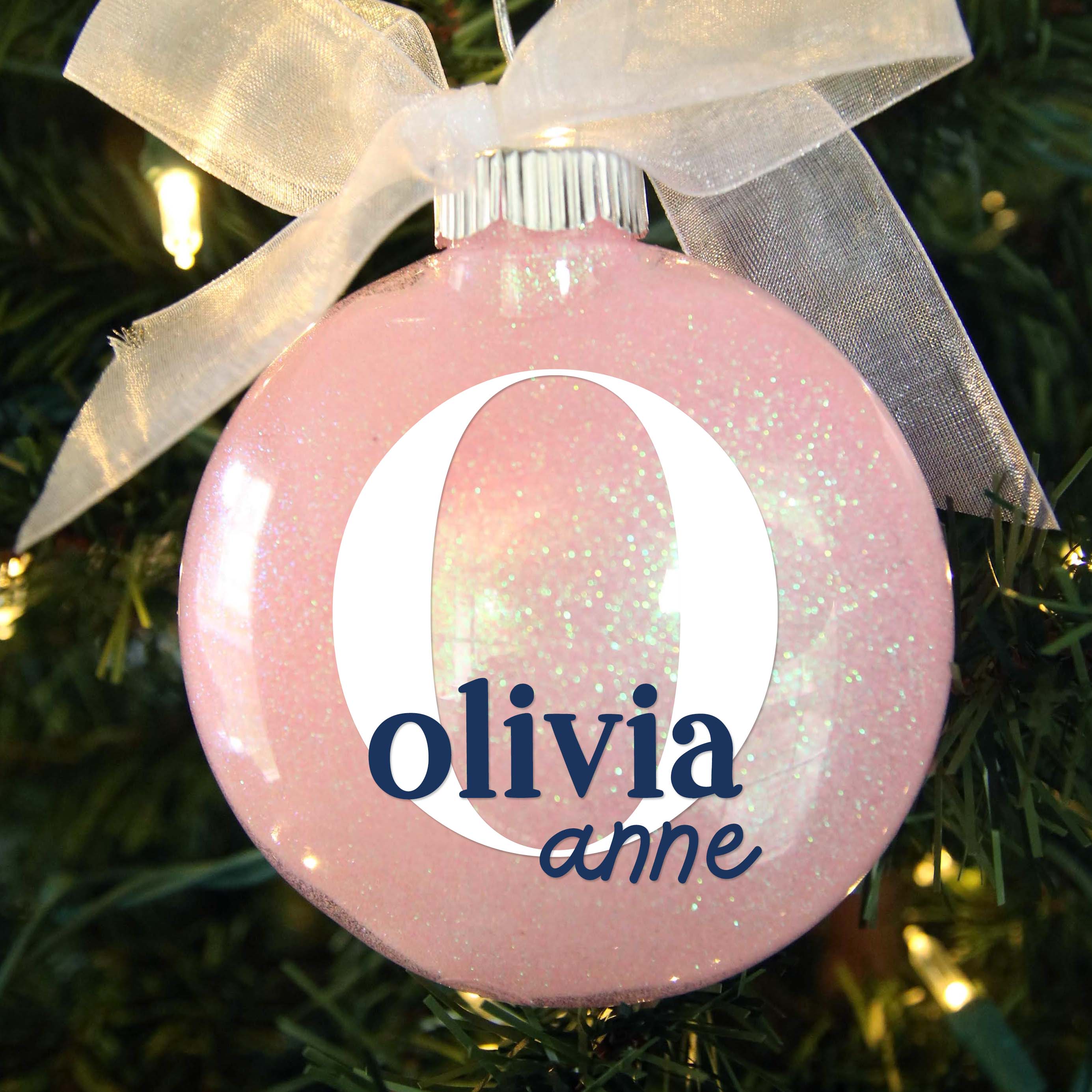 Baby Boy Birth Stats Glitter Christmas Ornament – Personalized