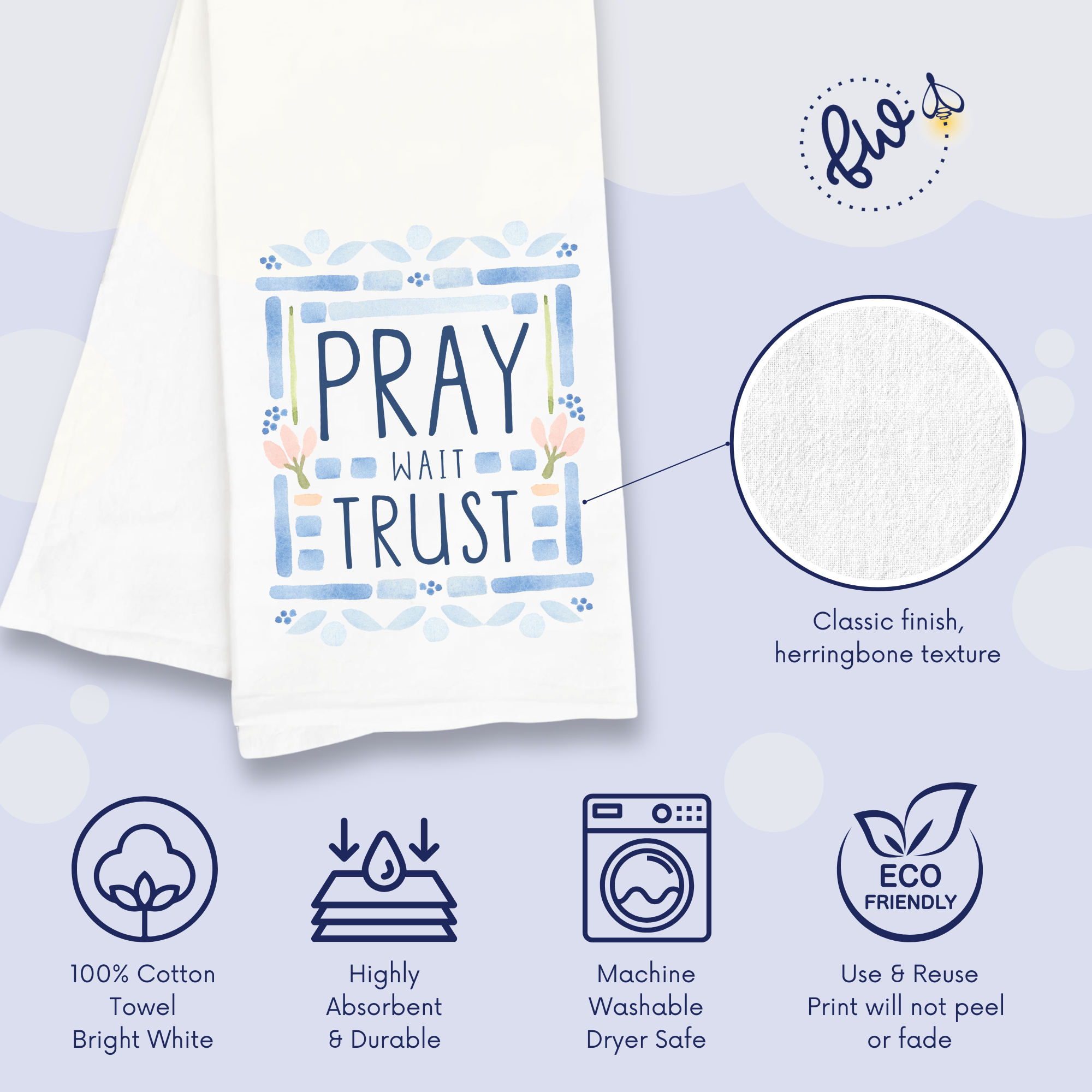 Pray Wait Trust Kitchen Towel – Christian Home Decor & Encouragement Gift