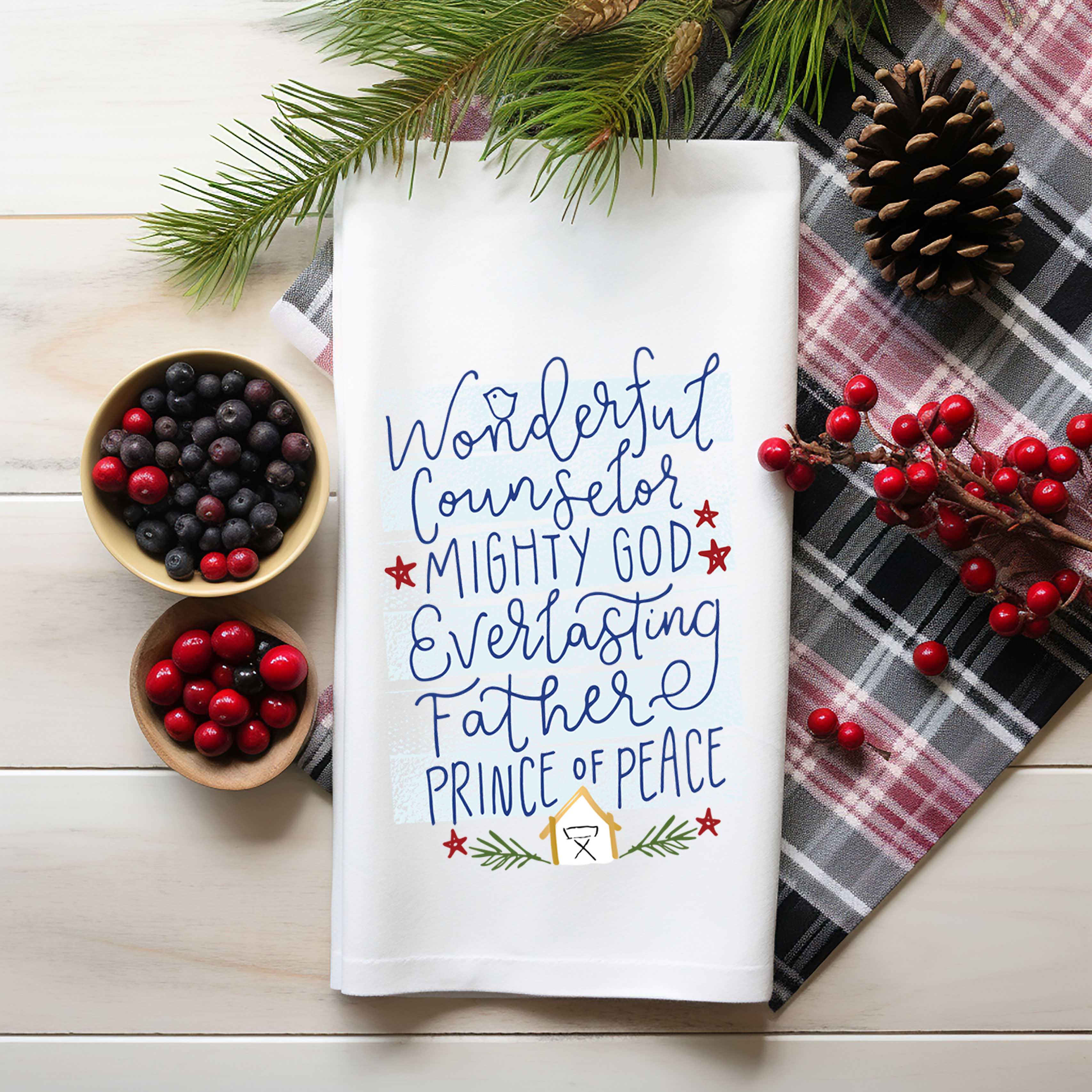 Christian Christmas Kitchen Towel – Isaiah 9:6 Prince of Peace - Firefly Wishes