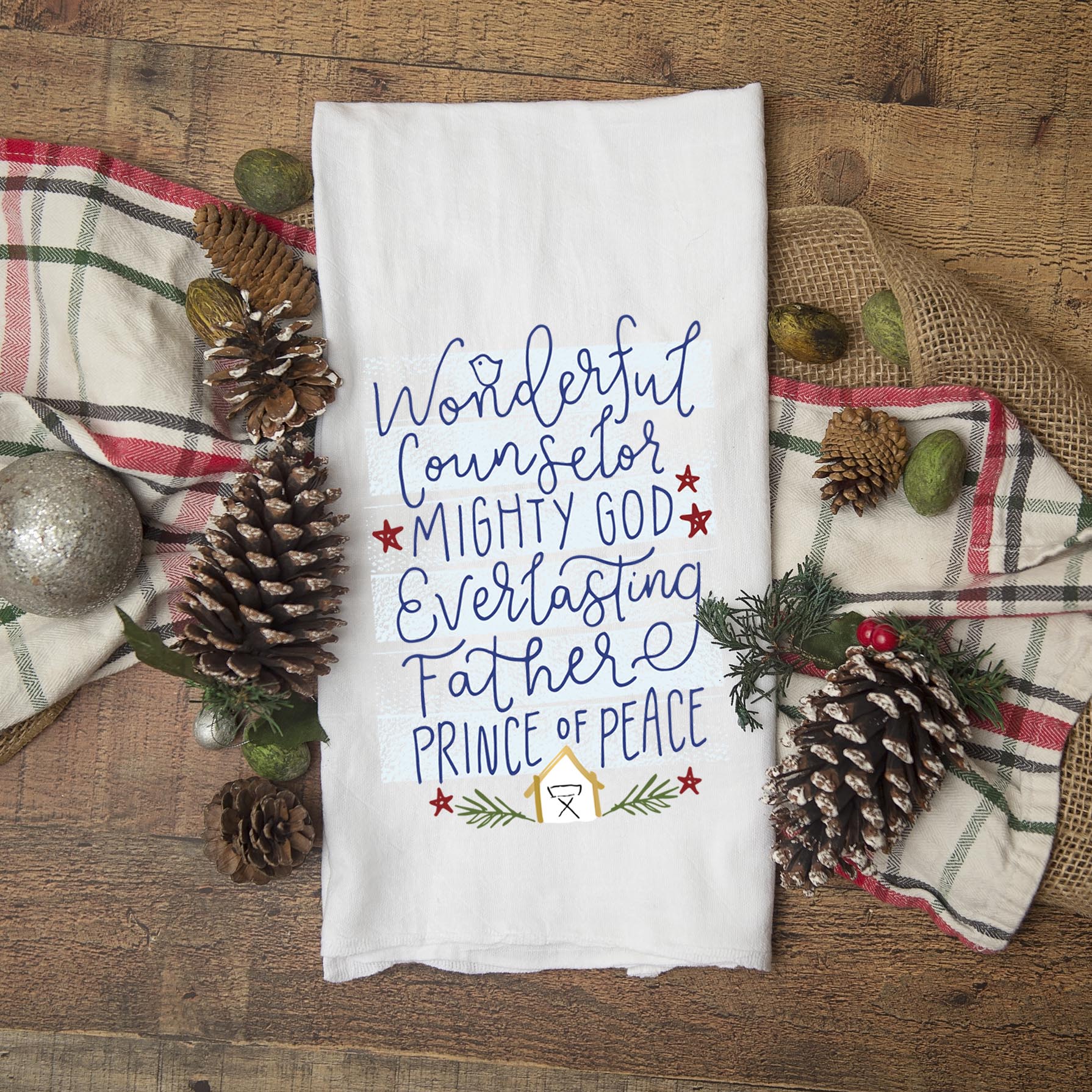Christian Christmas Kitchen Towel – Isaiah 9:6 Prince of Peace - Firefly Wishes