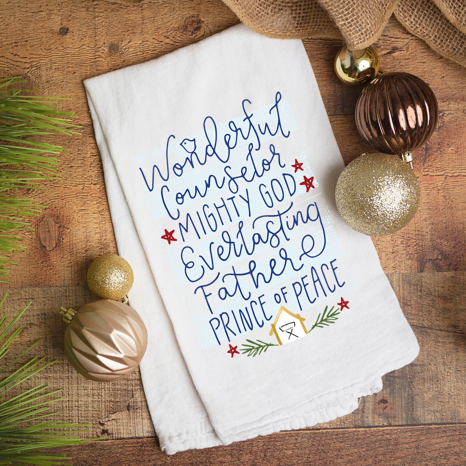 Christian Christmas Kitchen Towel – Isaiah 9:6 Prince of Peace