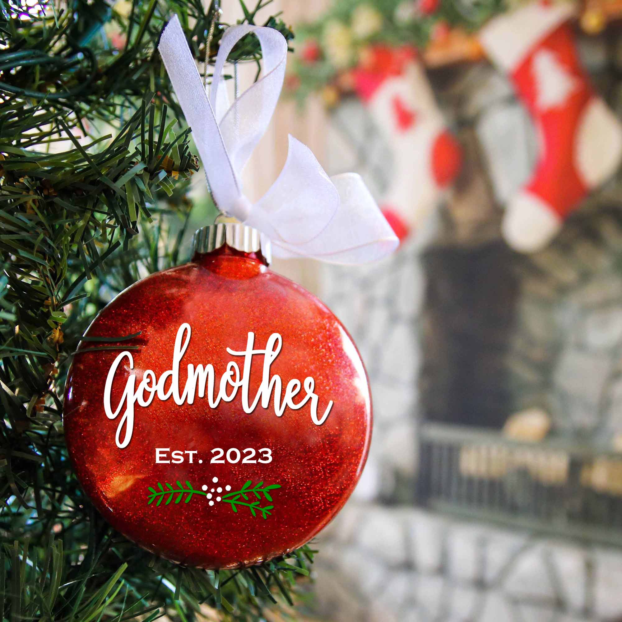 Godmother Glitter Christmas Ornament - Firefly Wishes