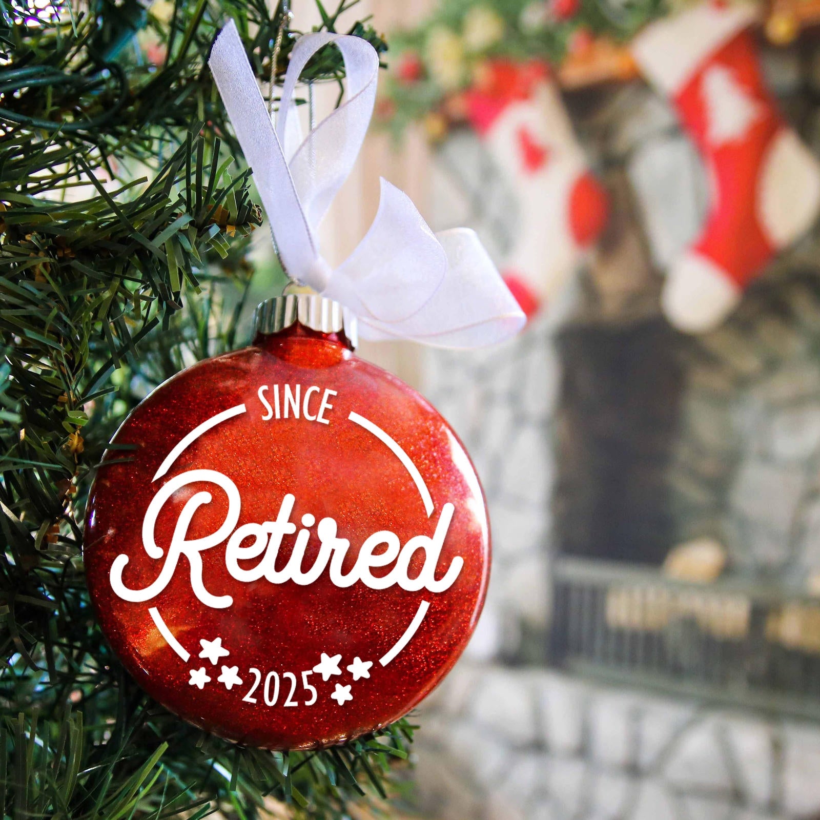 Retirement Glitter Christmas Ornament