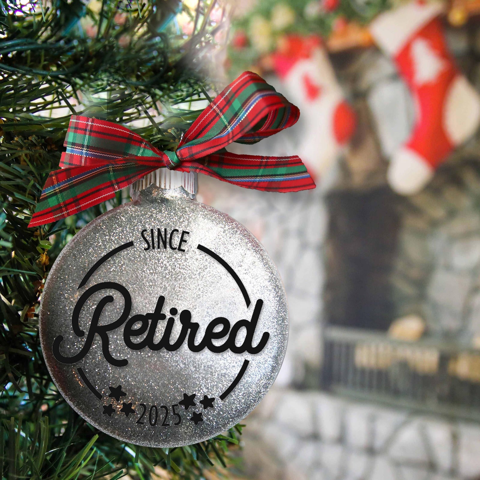 Retirement Glitter Christmas Ornament