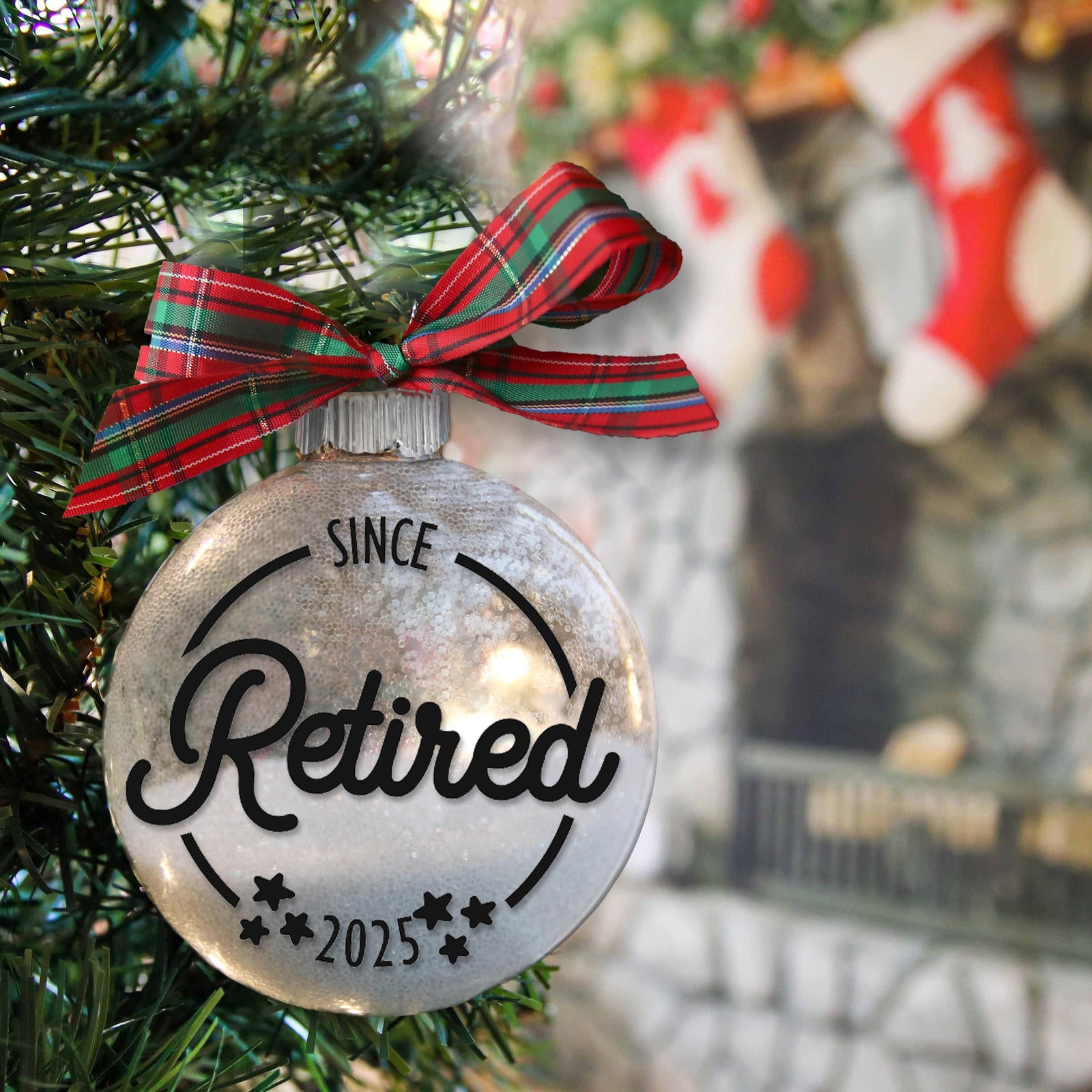 Retirement Glitter Christmas Ornament