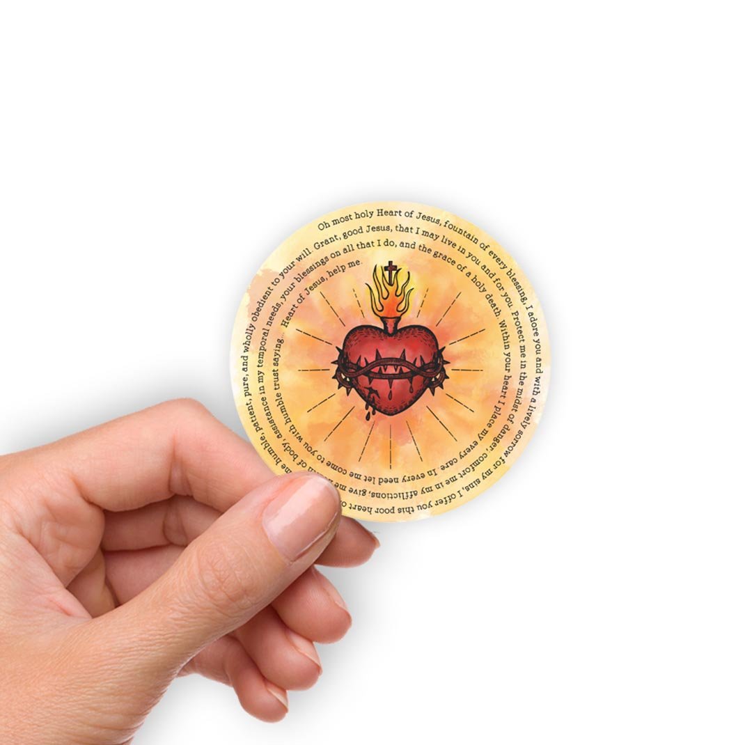 Sacred Heart of Jesus Catholic Vinyl Waterproof Sticker - Firefly Wishes