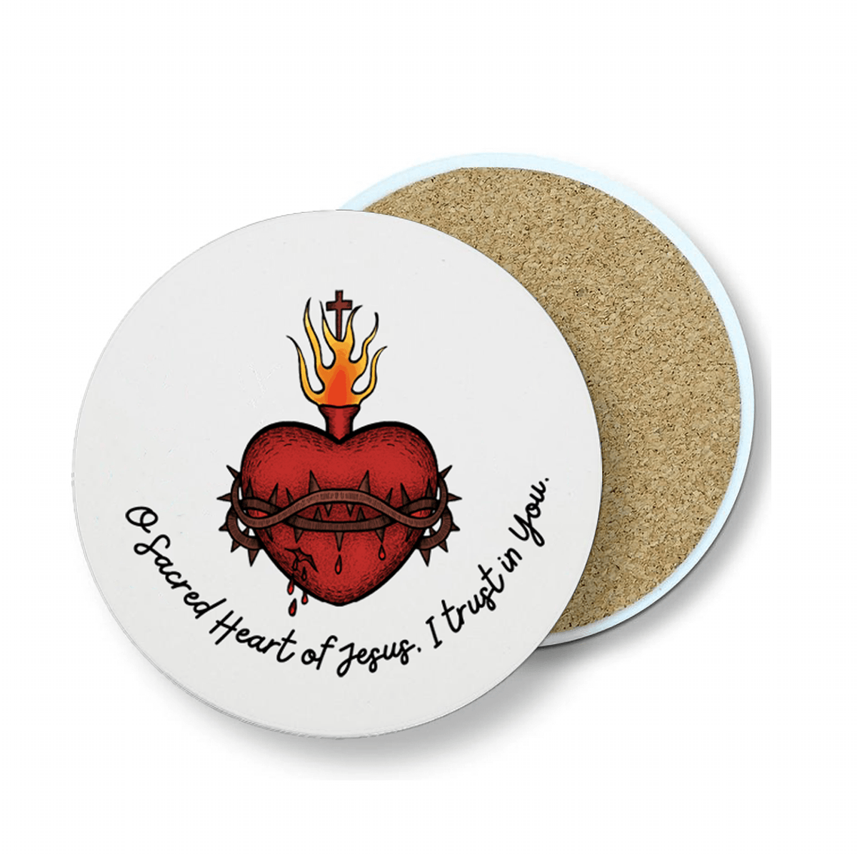 Sacred Heart of Jesus Stone Coaster - Firefly Wishes