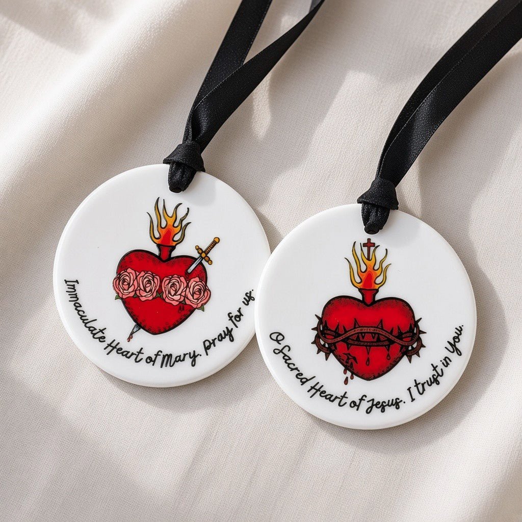 Immaculate Heart of Mary Catholic Ceramic Ornament - Firefly Wishes